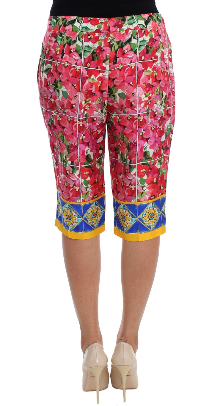 Dolce & Gabbana многоцветен копринен панталон с флорални капри