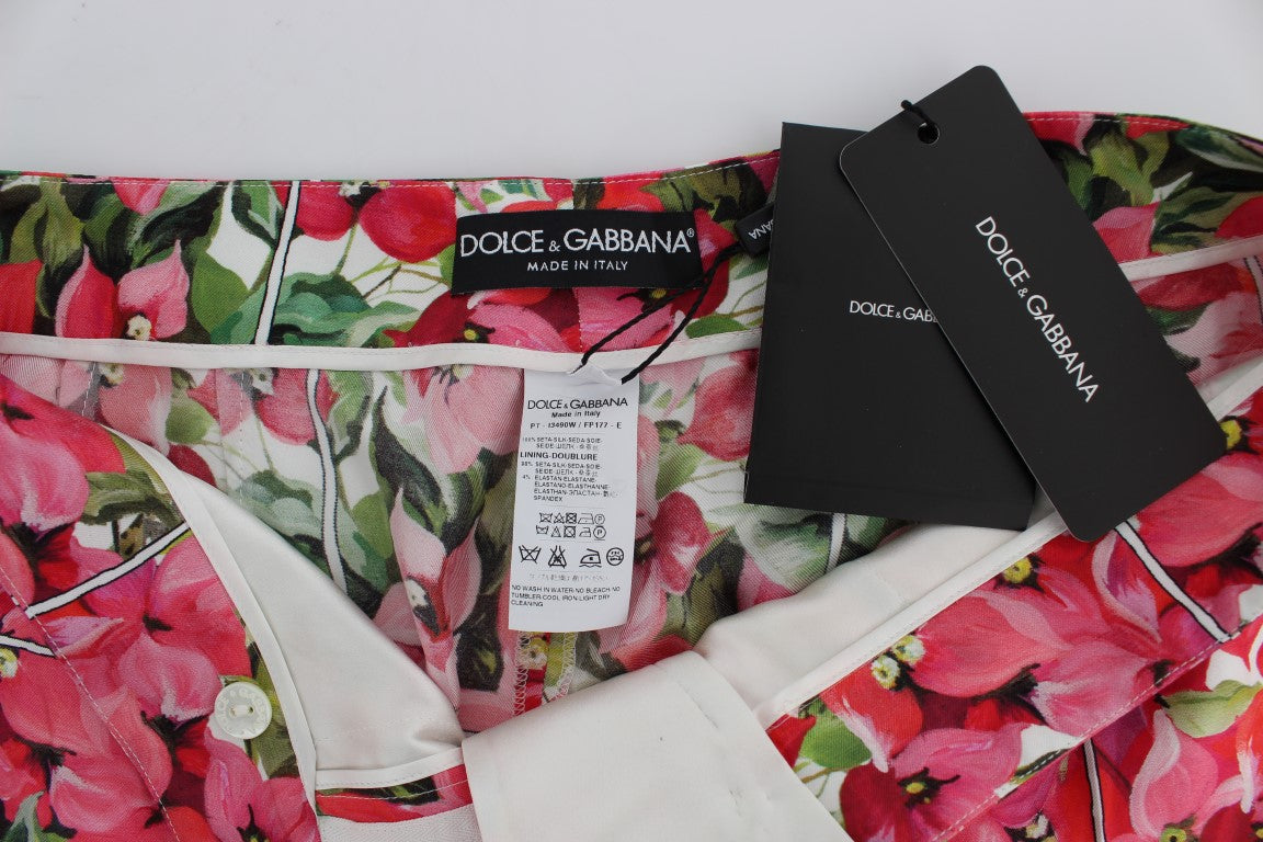 Dolce & Gabbana многоцветен копринен панталон с флорални капри