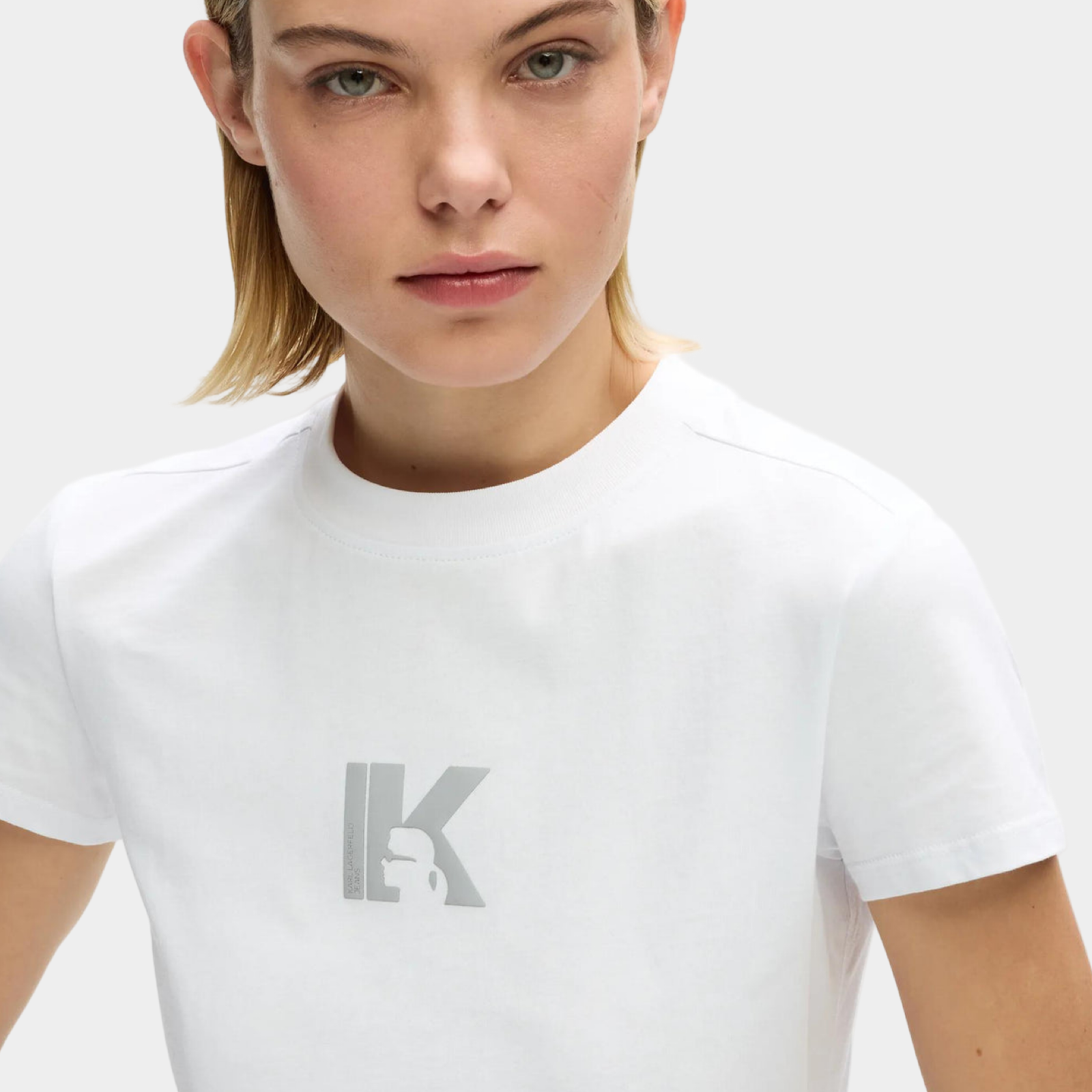 Дамска бяла тениска Karl Lagerfeld Jeans Women T-shirt B2W17064 100 Close-Up