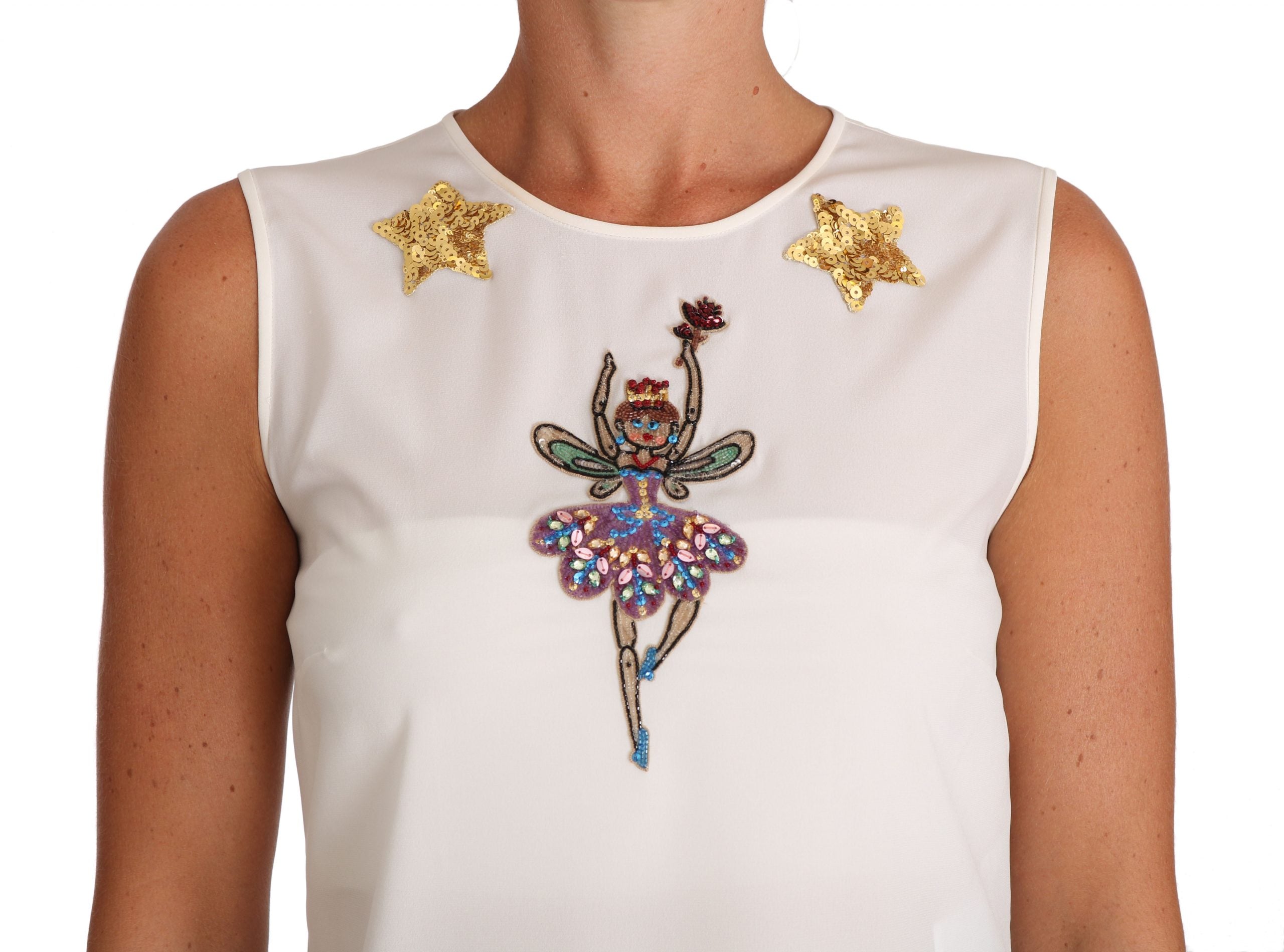 Копринена блуза Dolce & Gabbana Enchanted, украсена с кристали