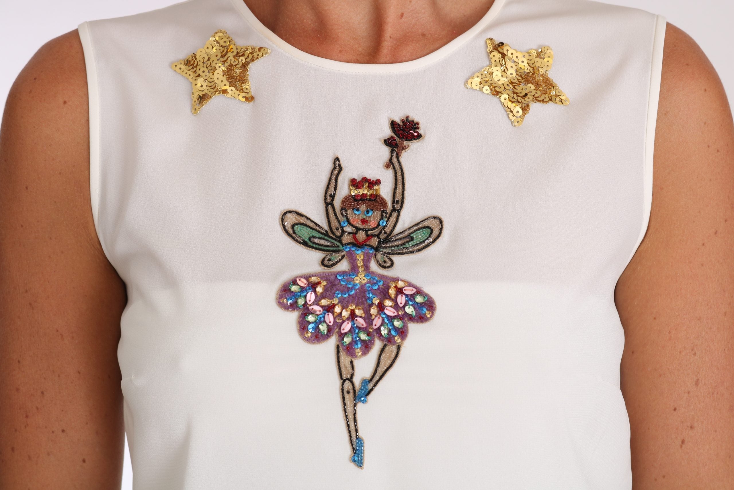Копринена блуза Dolce & Gabbana Enchanted, украсена с кристали