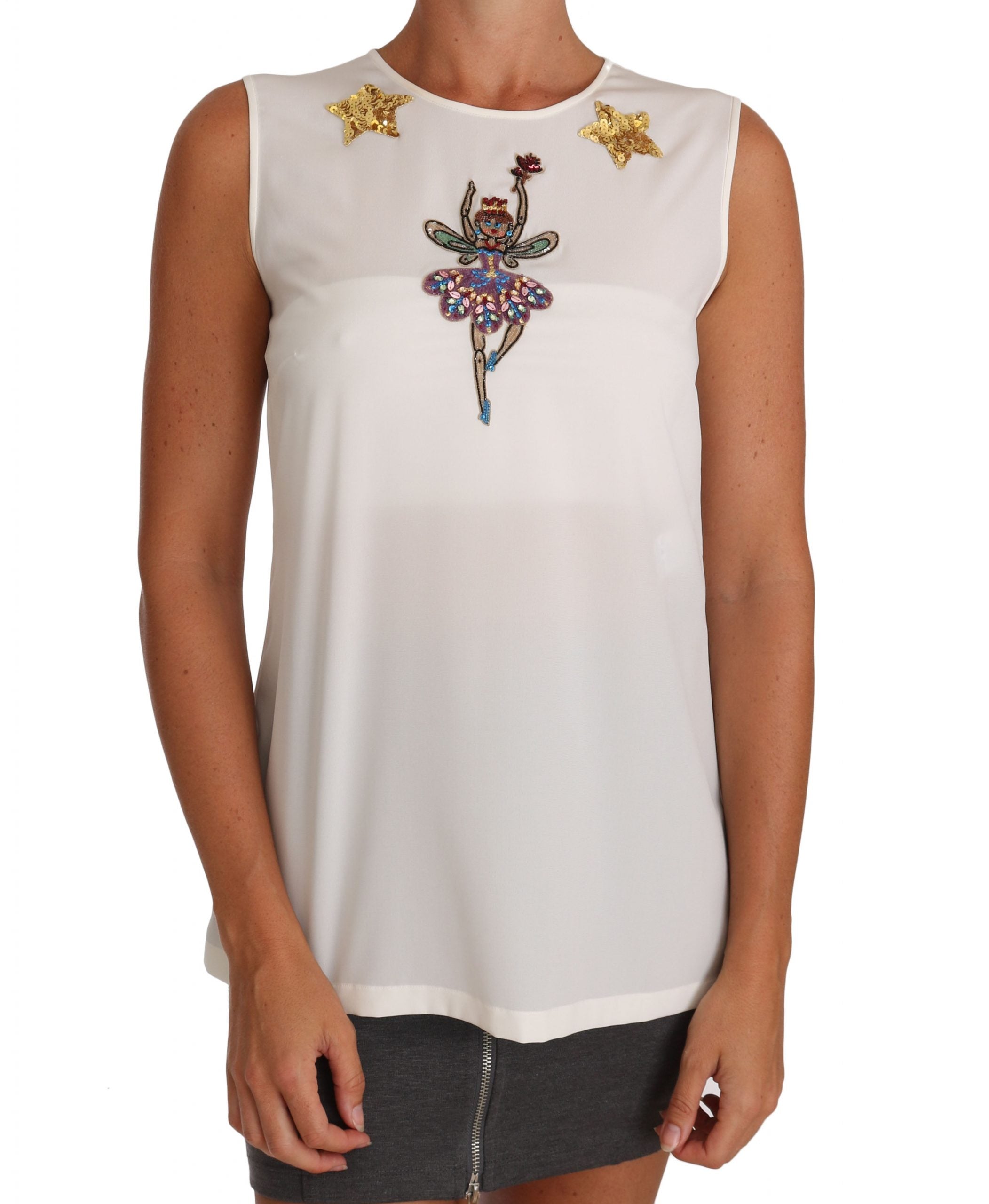Копринена блуза Dolce & Gabbana Enchanted, украсена с кристали
