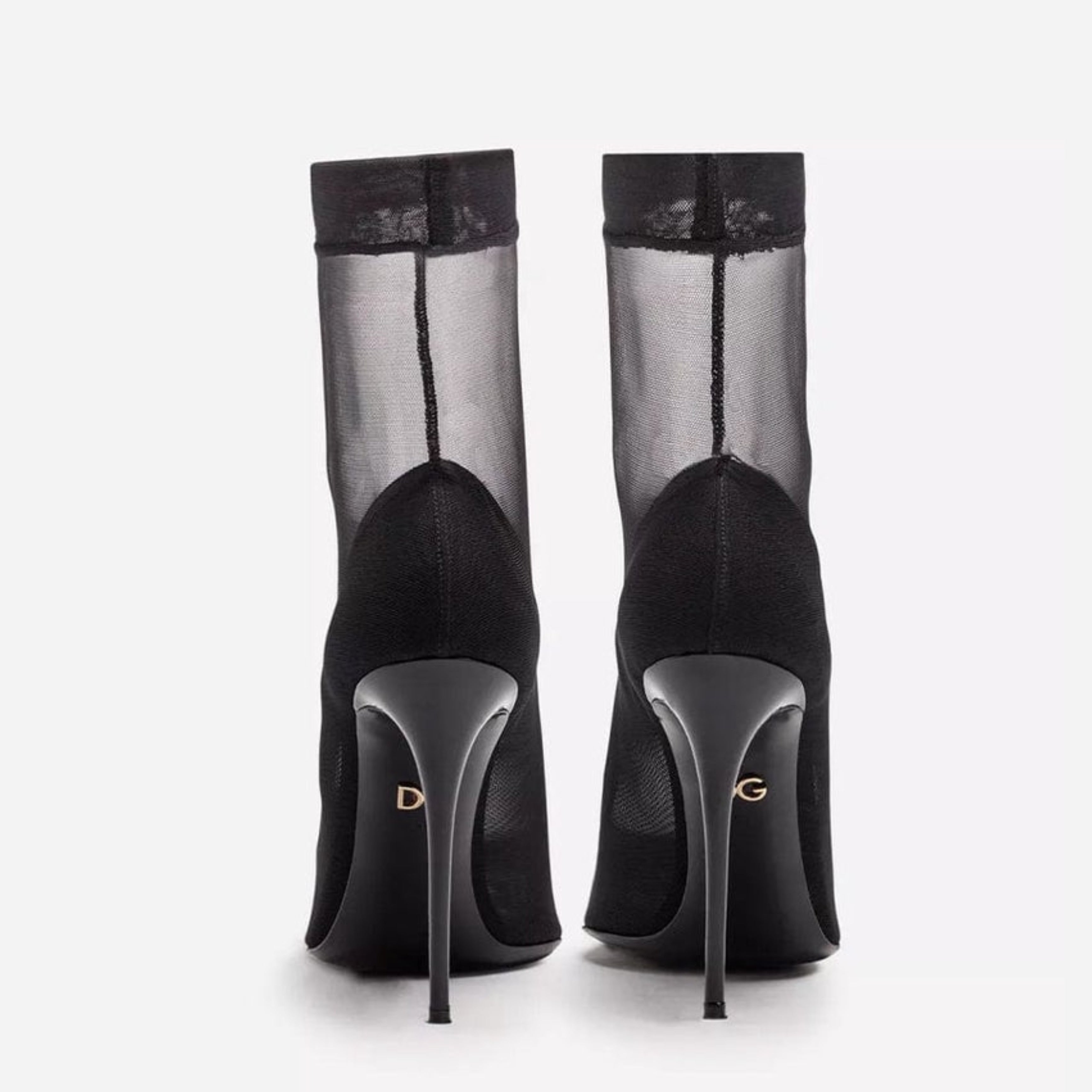 Дамски луксозни обувки на висок ток с мрежест чорап в черно DOLCE & GABBANA Women’s Luxury Black Stretch Socks Heels