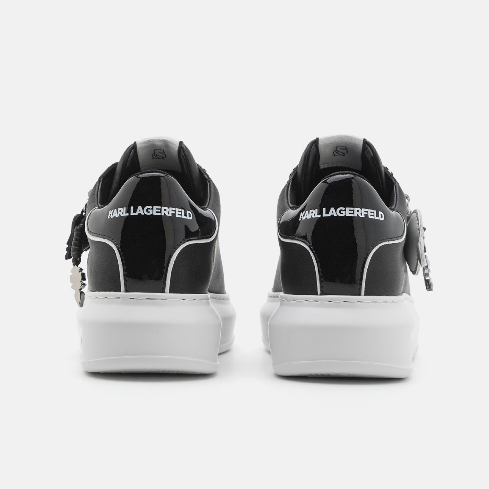 Дамски кецове от естествена кожа в черно Women’s leather sneakers Karl Lagerfeld KAPRI KL62576T 000 Black Heel View