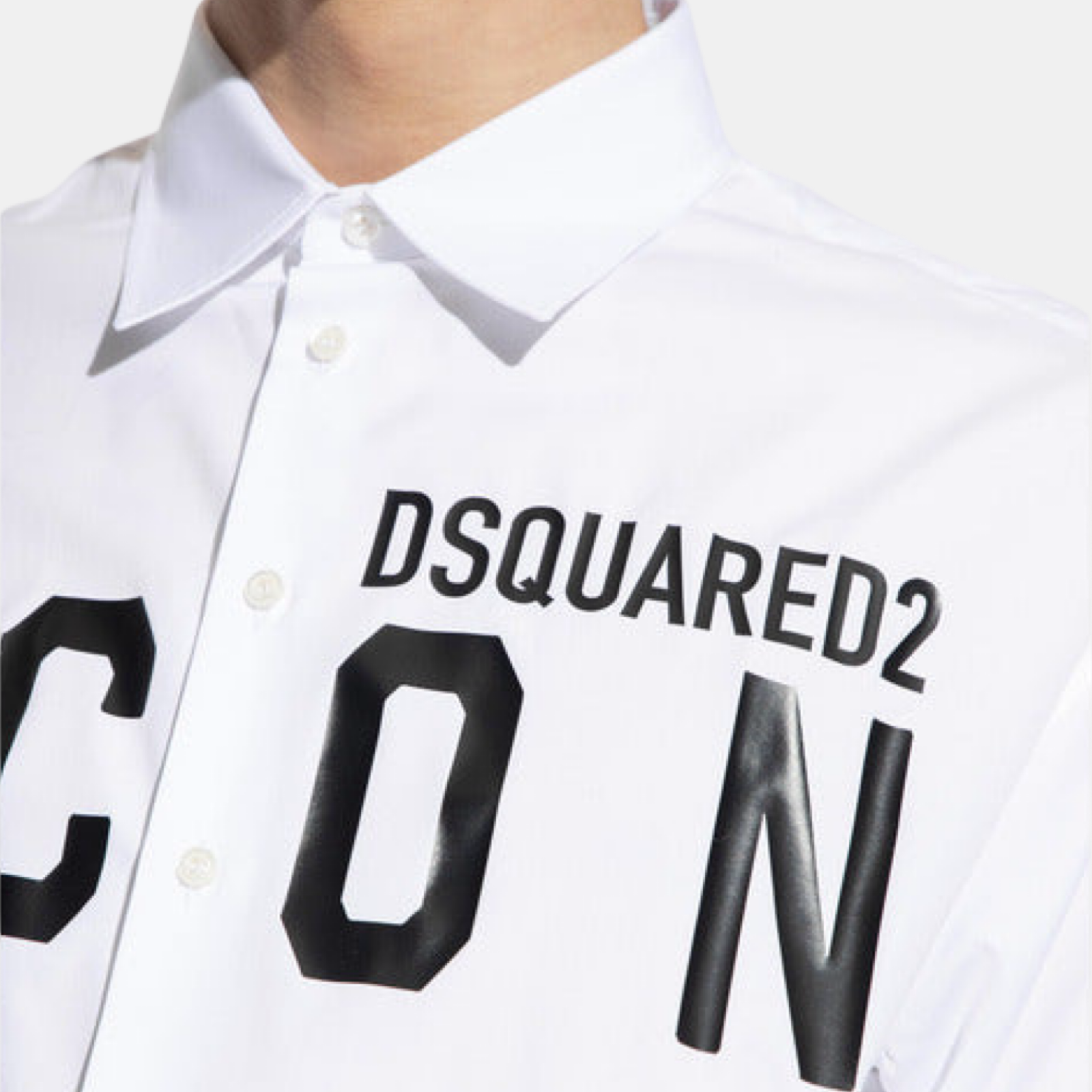 Мъжка бяла риза Dsquared2 Icon Men Shirt Close-Up