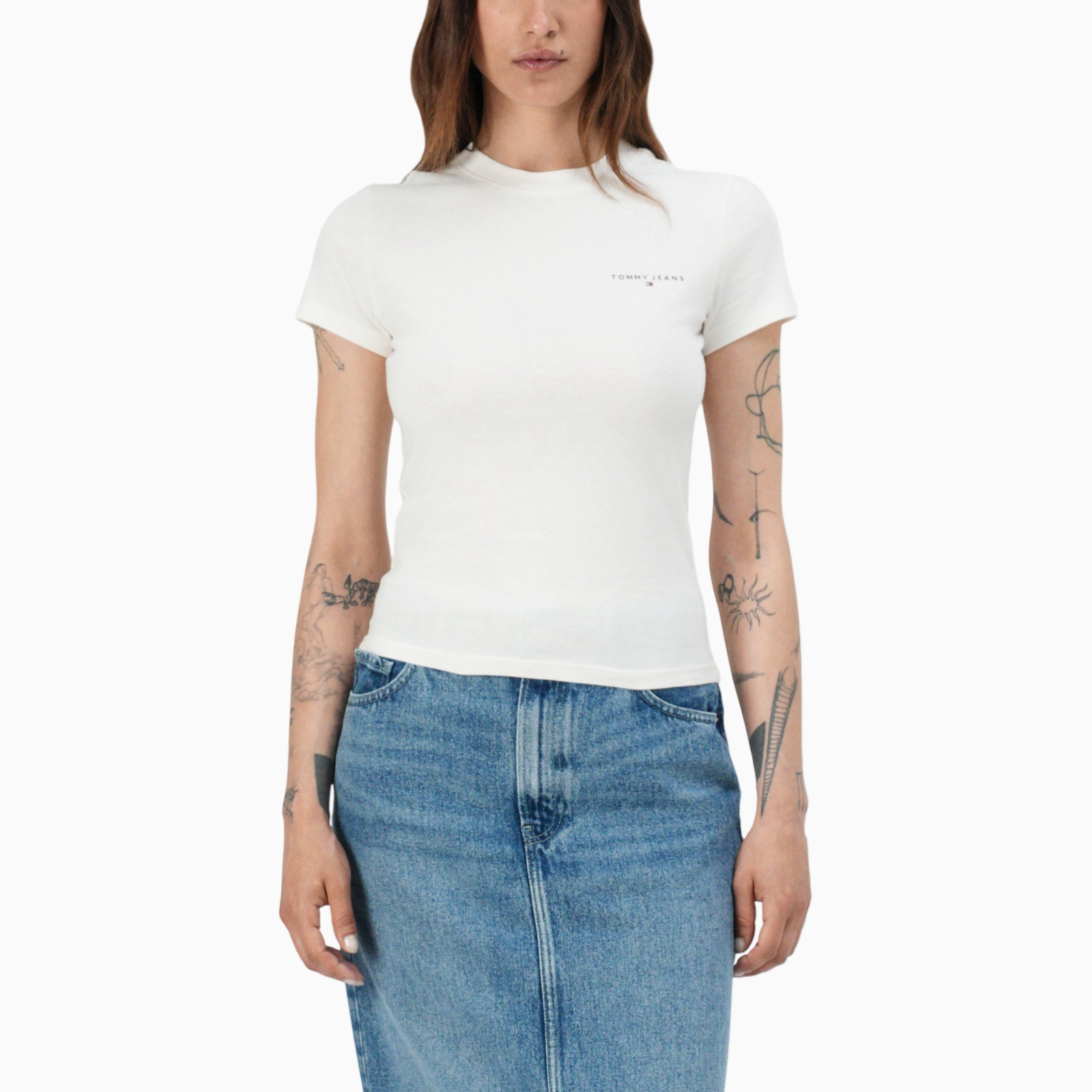 Дамска бяла тениска Tommy Hilfiger Jeans DW0DW21164 Front View