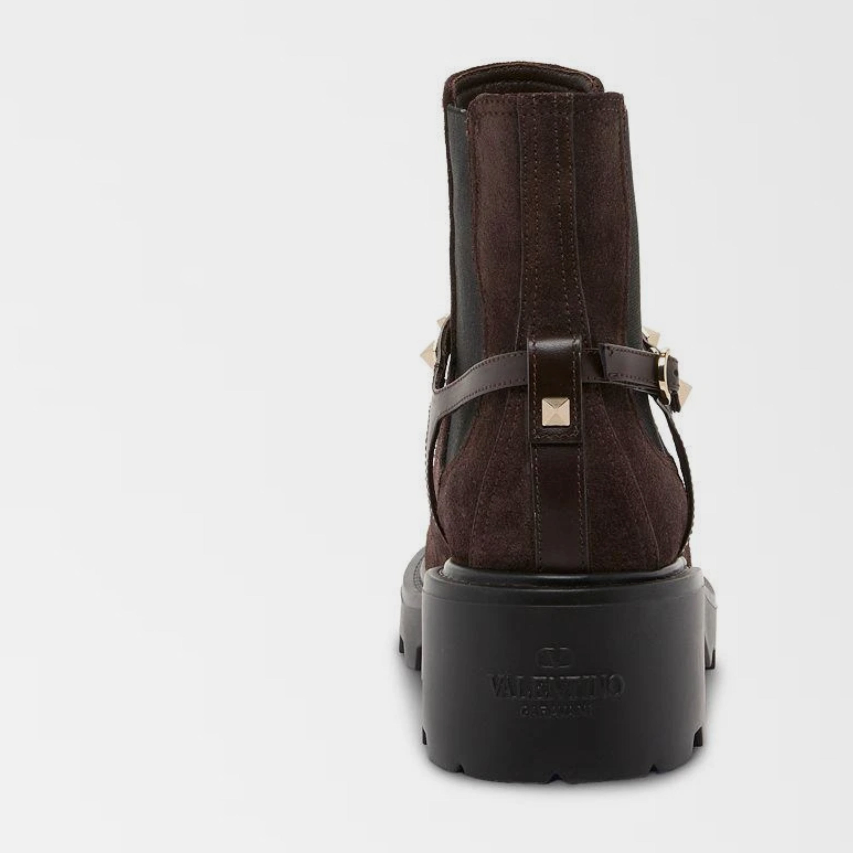 Дамски велурени боти Women’s Beatle Rockstud Suede Chelsea Boots VALENTINO GARAVANI 7W2S0KU2BVJ0TO Brown heel view 2