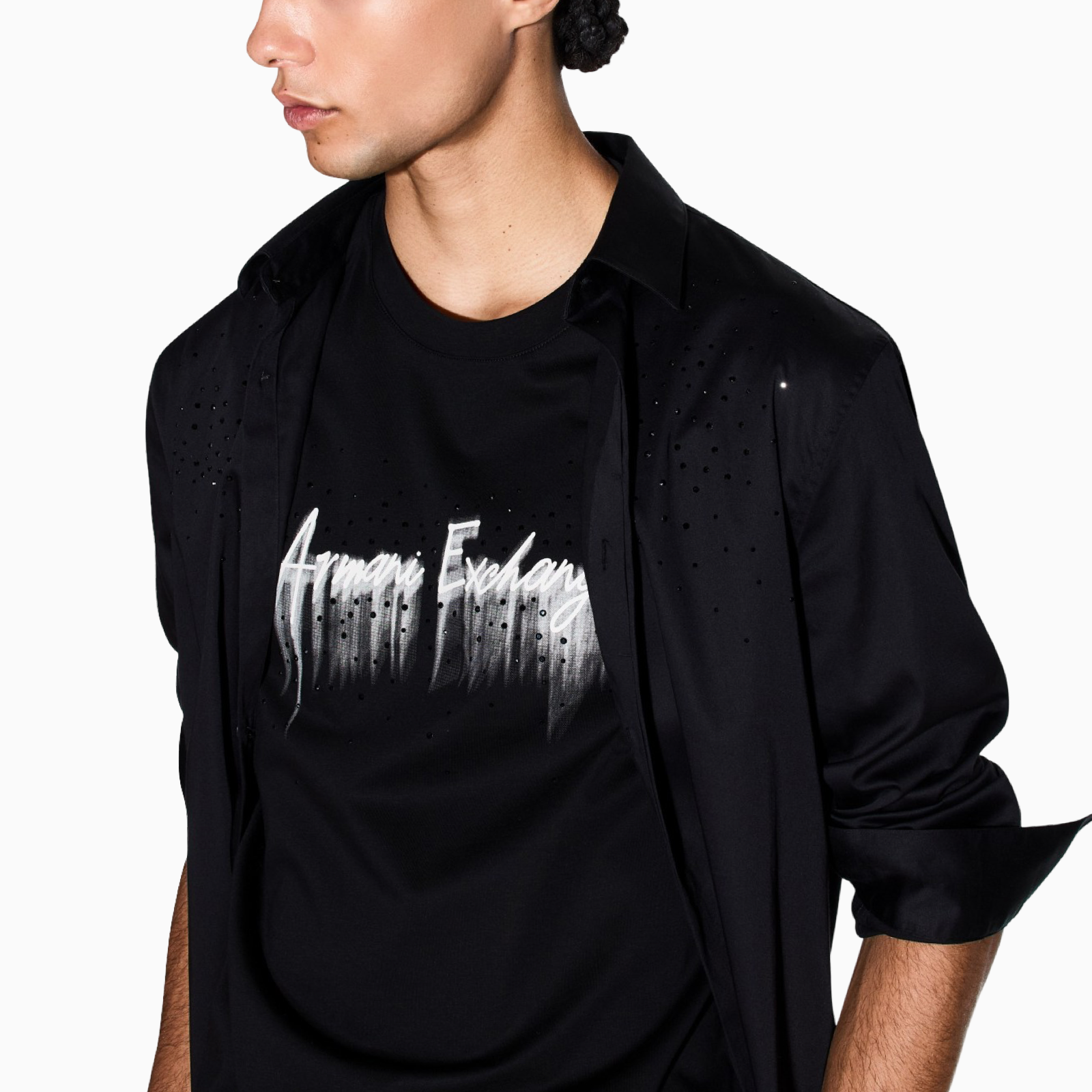 Мъжка черна тениска Armani Exchange Men T-shirt XM001462 AF10364 Close-Up