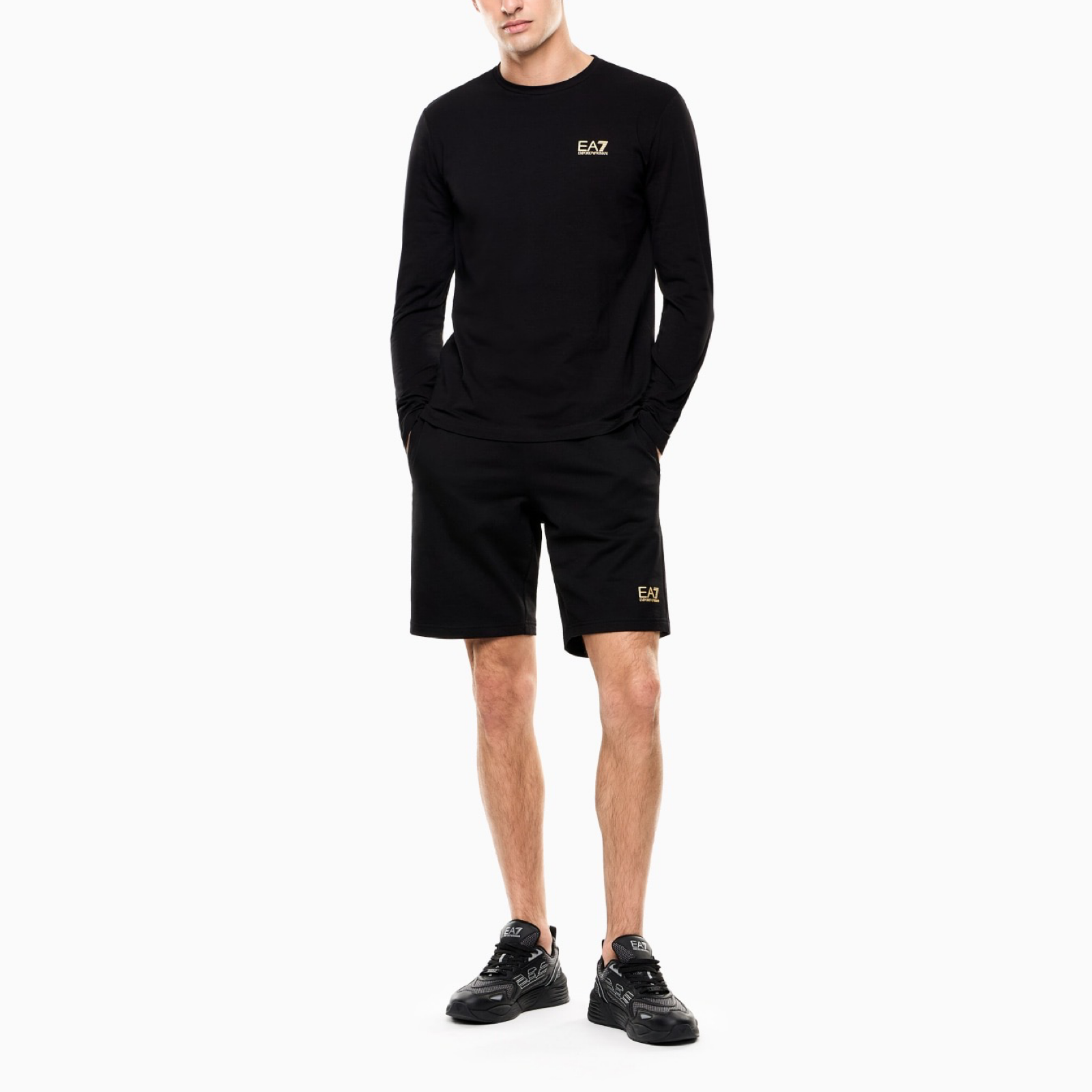 Мъжки черни къси панталони EA7 Emporio Armani Men Shorts 8NPS65 PJVRZ 0208 Front View