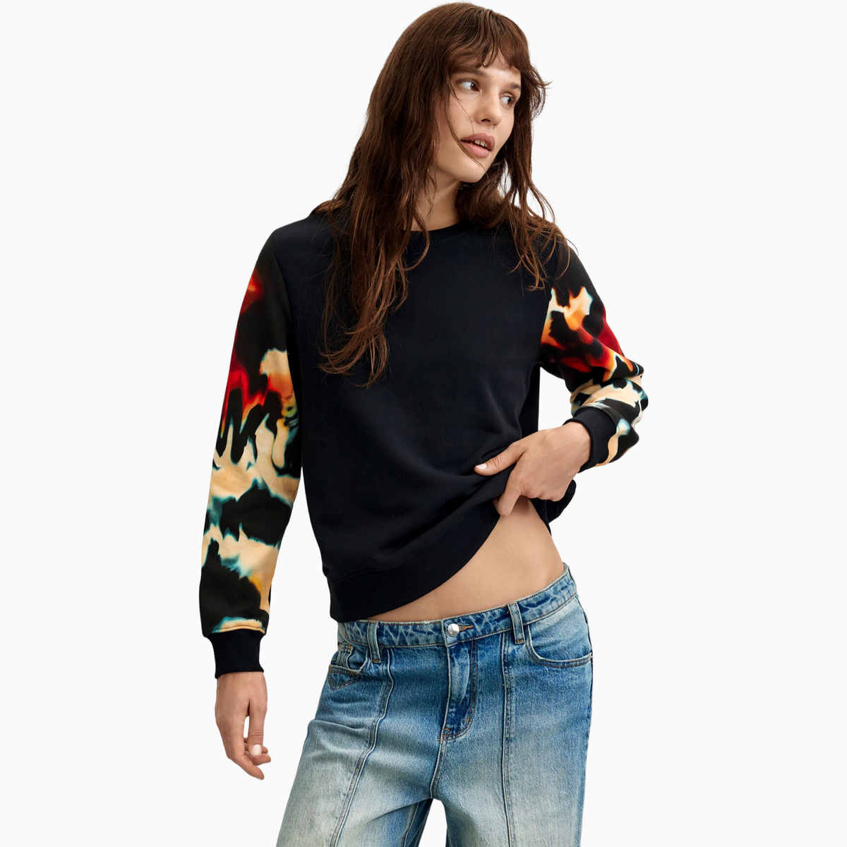 Дамски суичър Desigual Women Sweatshirt 26WWSK08 2000 Front View