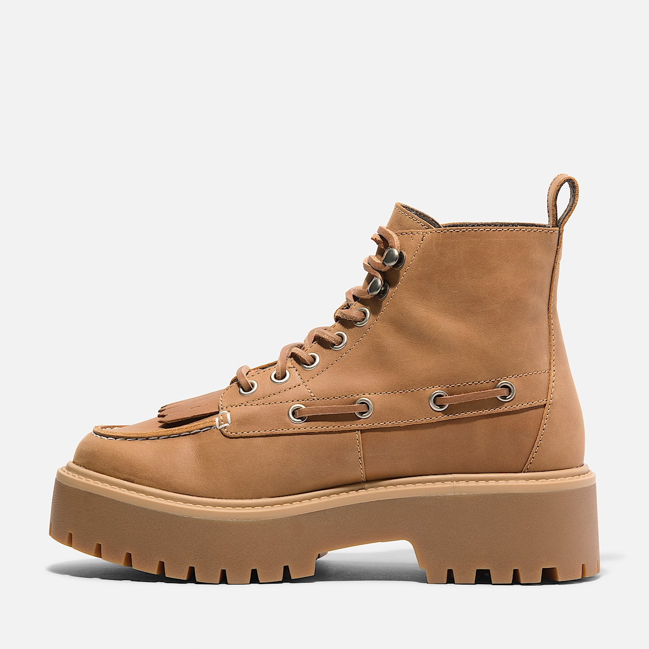 Women’s Stone Street Mid 7-Eye Platform Ankle Boots Timberland TB0A27YZEN1 Wheat Full-Grain Medial view