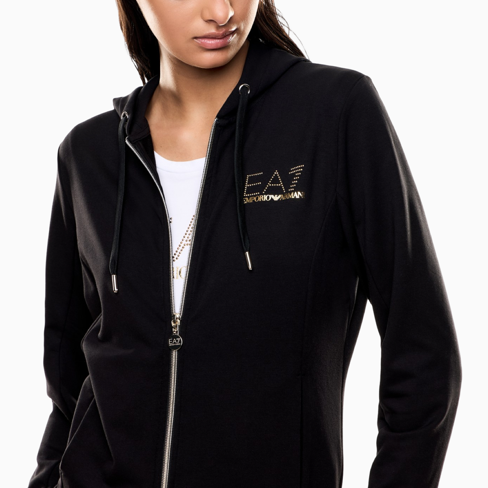 Дамски черен спортен екип EA7 Emporio Armani Women Tracksuit 8NTV51 TJ9RZ 1200 Close-Up