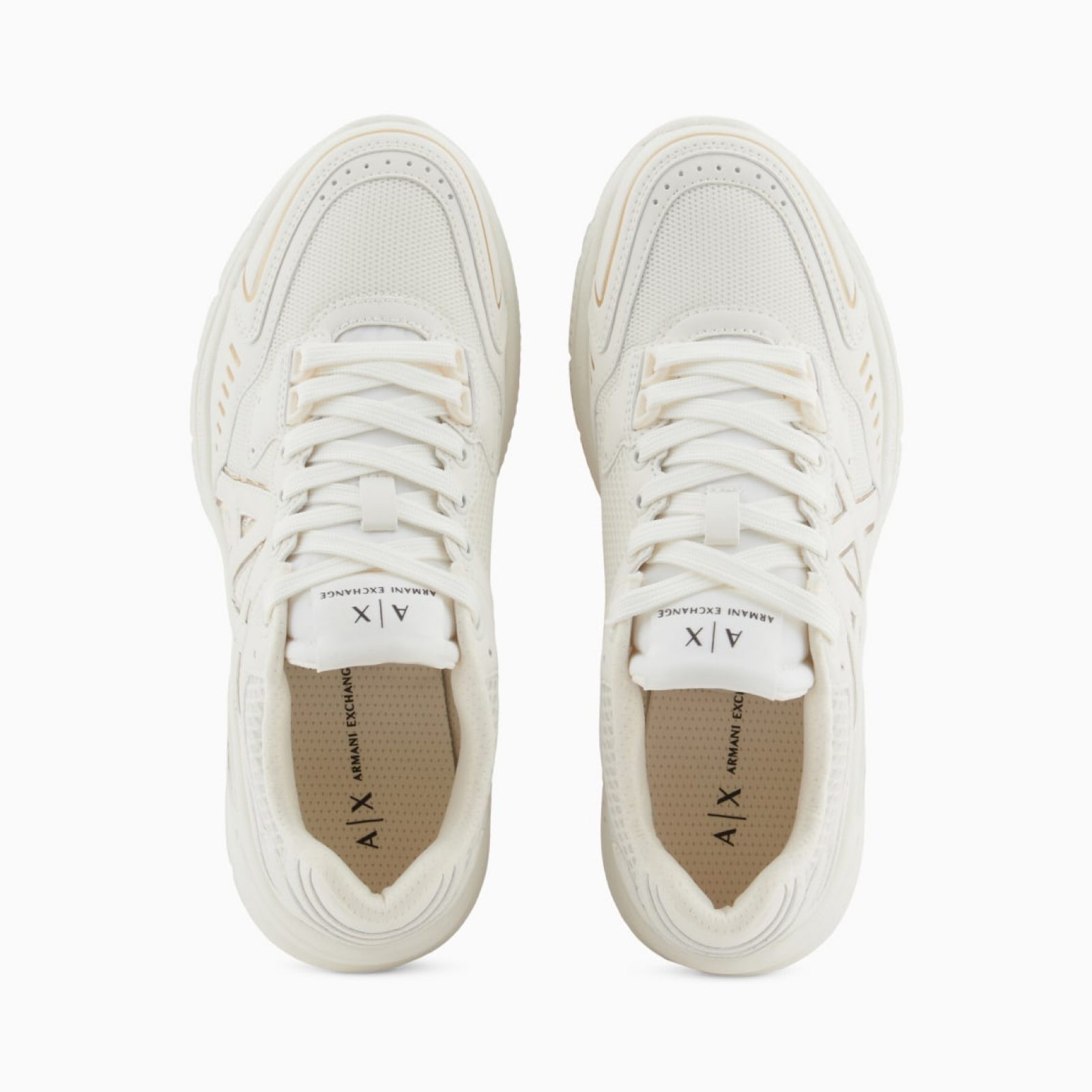 Дамски маратонки Women’s sneakers Armani Exchange XDX195 XV944 Q308 Off White / Gold Top view