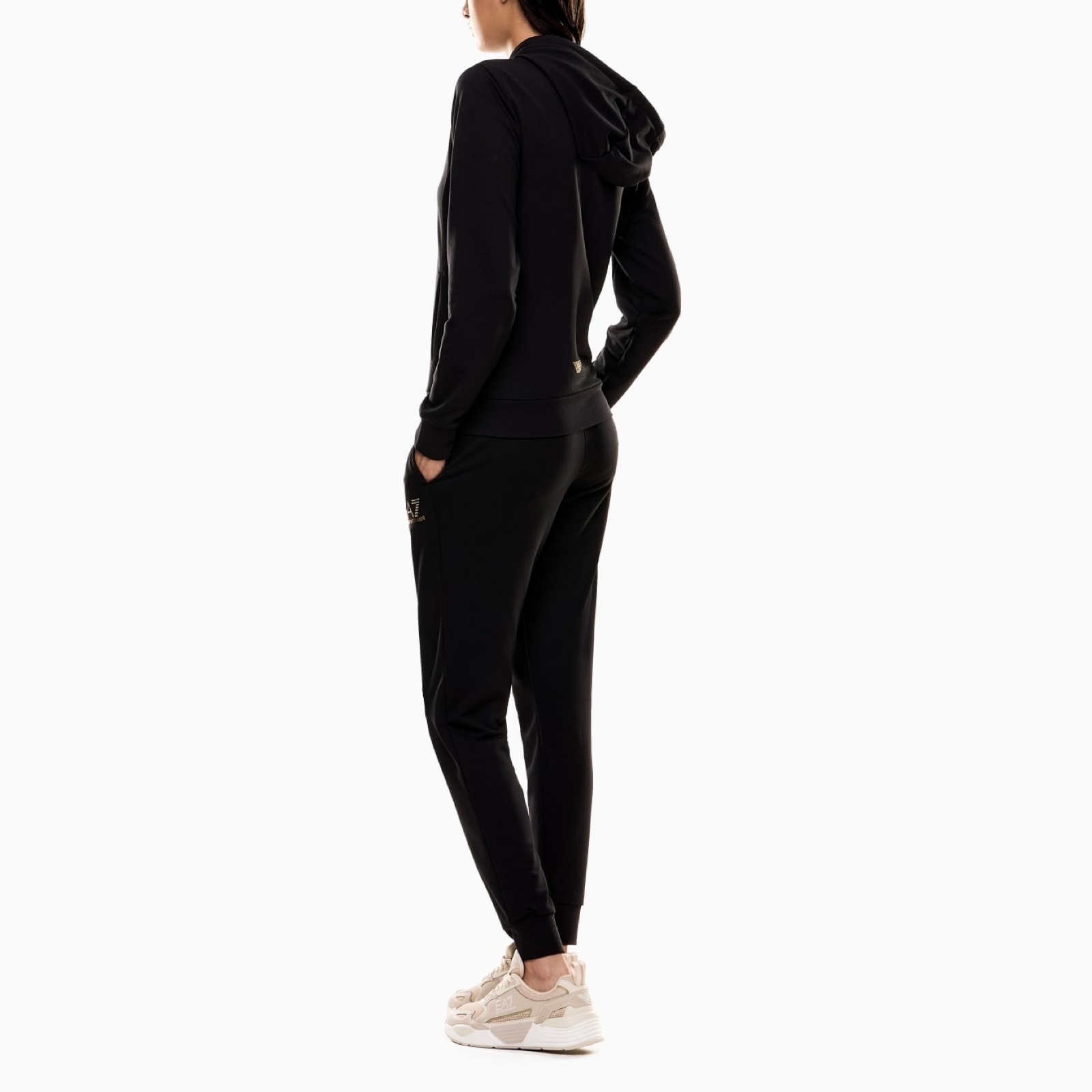 Дамски черен екип EA7 Emporio Armani Women Tracksuit 8NTV51 TJ9RZ 1200 Back View
