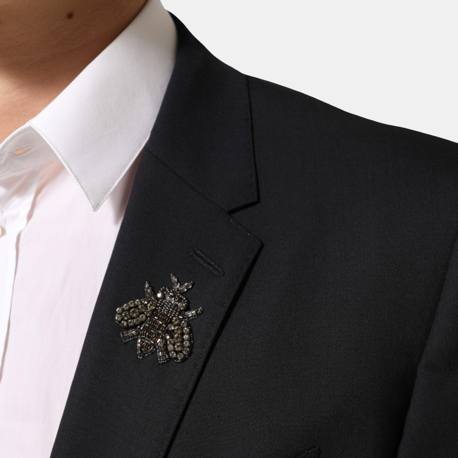 Dolce & Gabbana Martini Bee Brooch 2 Button Men Blazer Close-Up