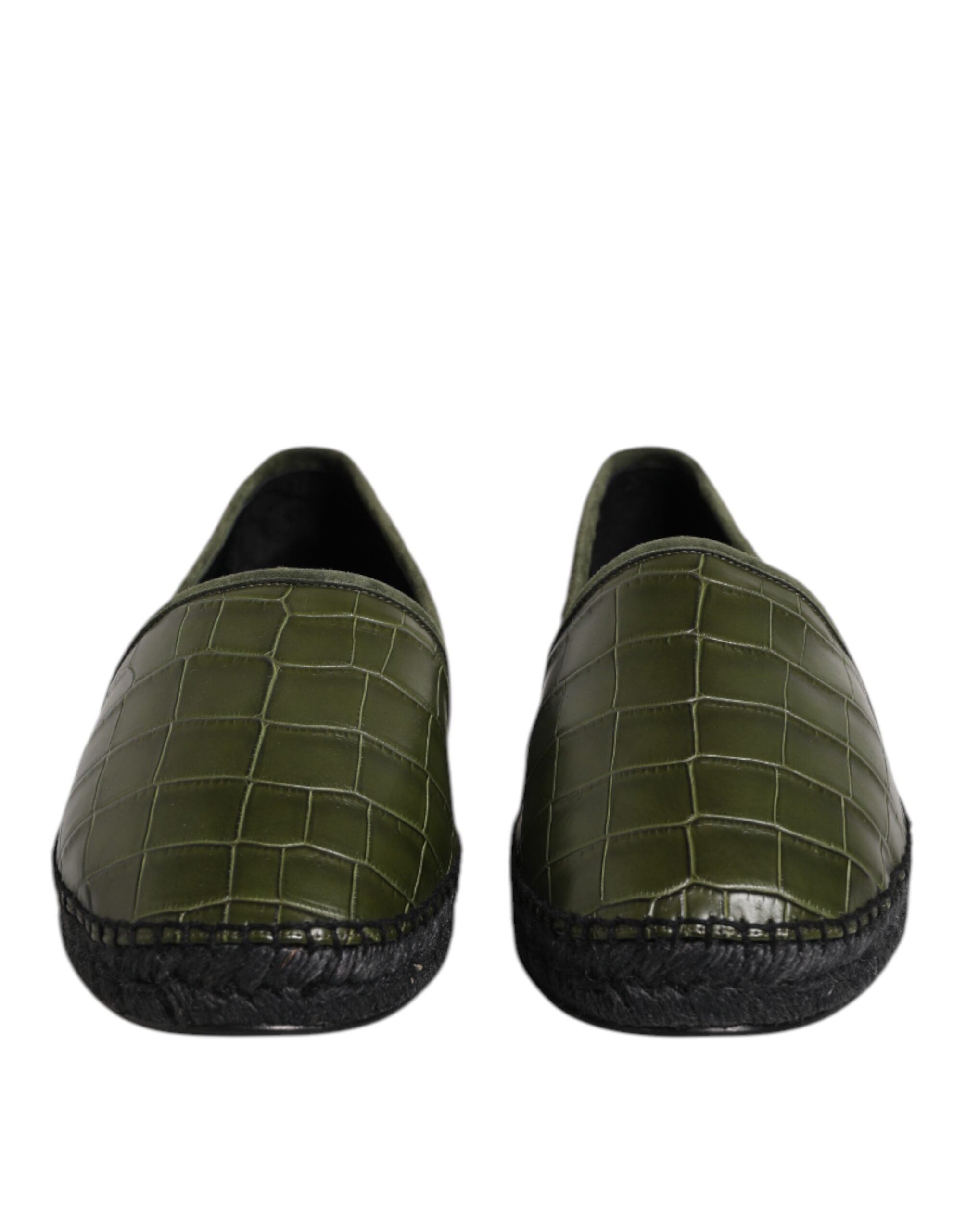 Мъжки еспадрили от крокодилска кожа
100% Authentic men’s Dolce & Gabbana croco leather espadrille in dark green front view