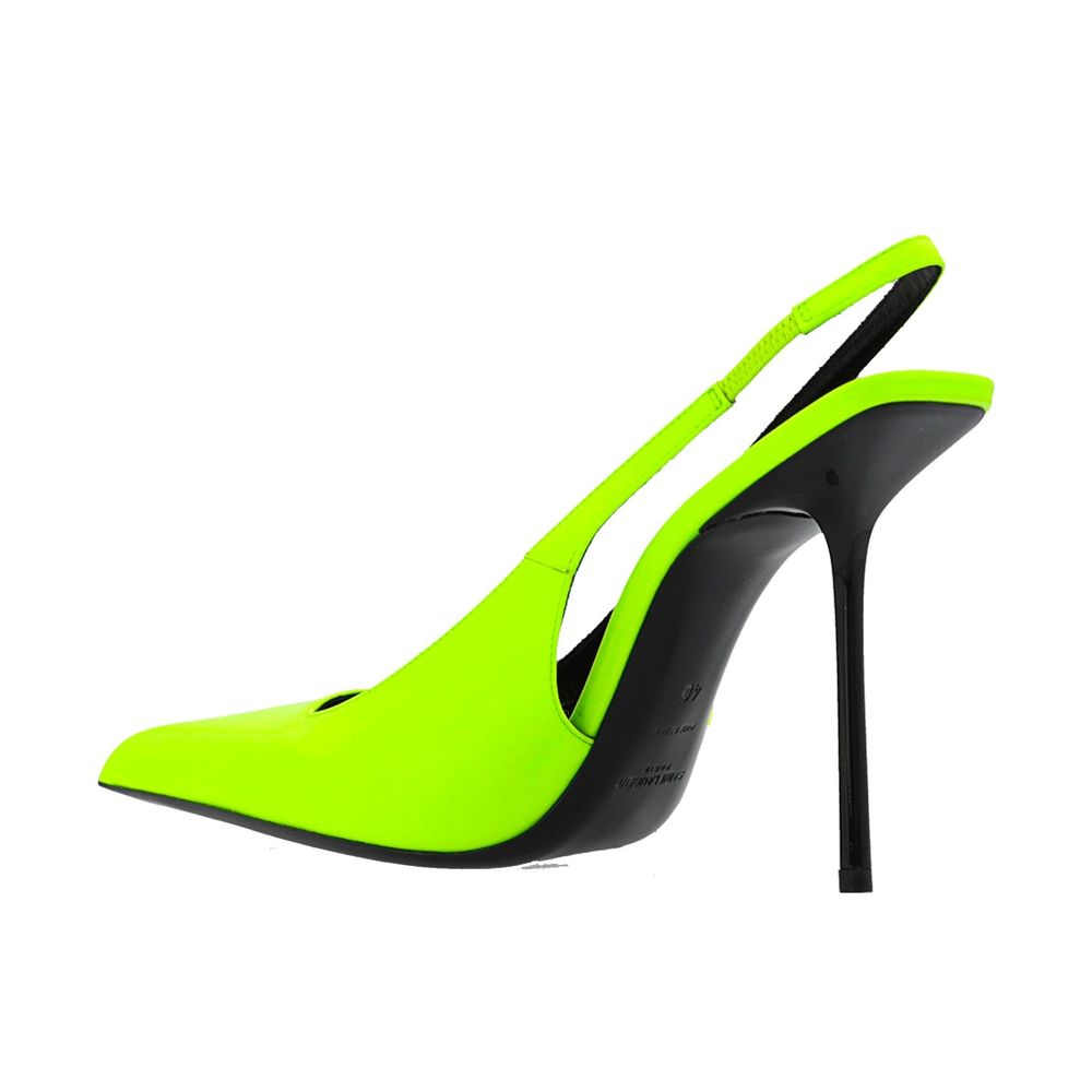 Дамски токчета Women’s slingback heels Saint Laurent Kiss P00776333 Neon Yellow medial view