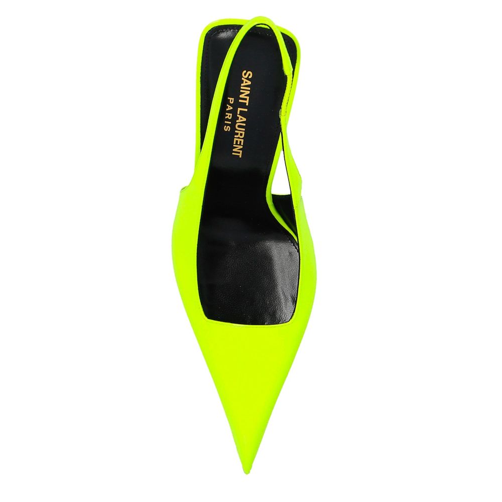 Дамски токчета Women’s slingback heels Saint Laurent Kiss P00776333 Neon Yellow top view