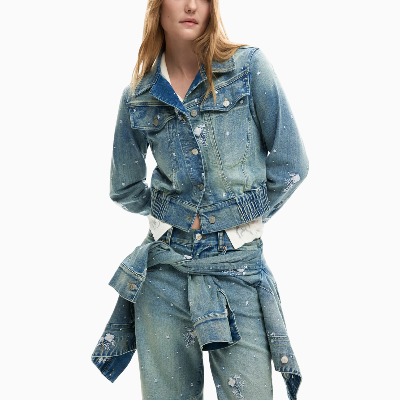 Дамско дънково яке Desigual Women Denim Jacket 26SWED11 5053 Front View