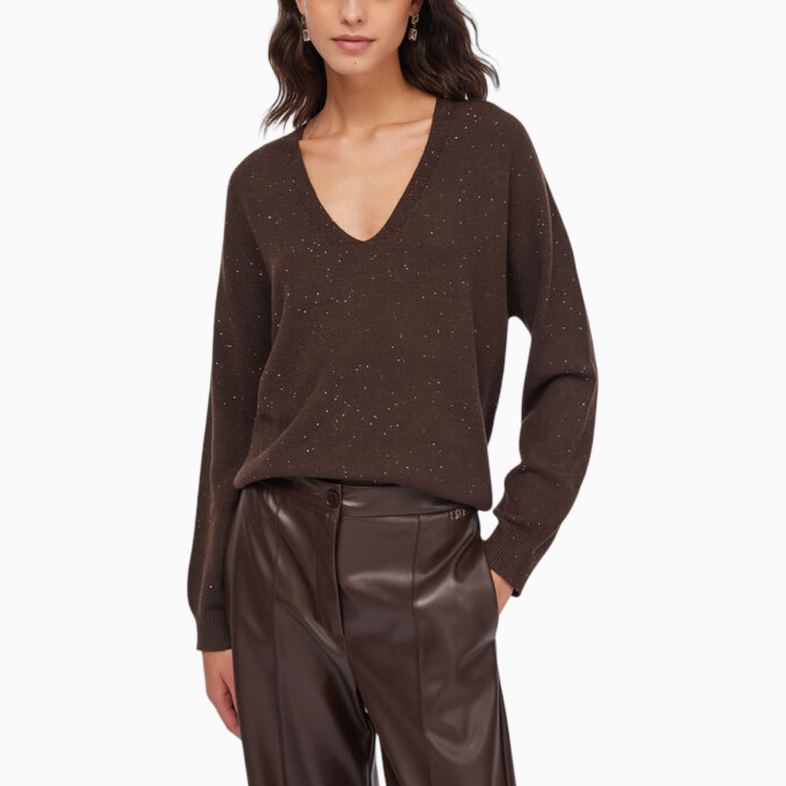 Дамски кафяв пуловер Liu Jo Sweater MF5233 MA27R Front View