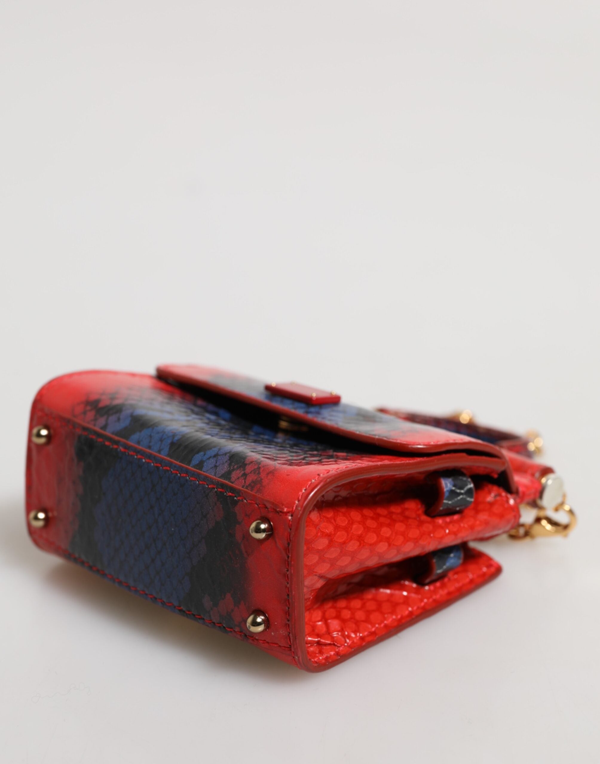 Dolce & Gabbana Red Blue Leather Sicily Crossbody Chain Satchel Borse Bag