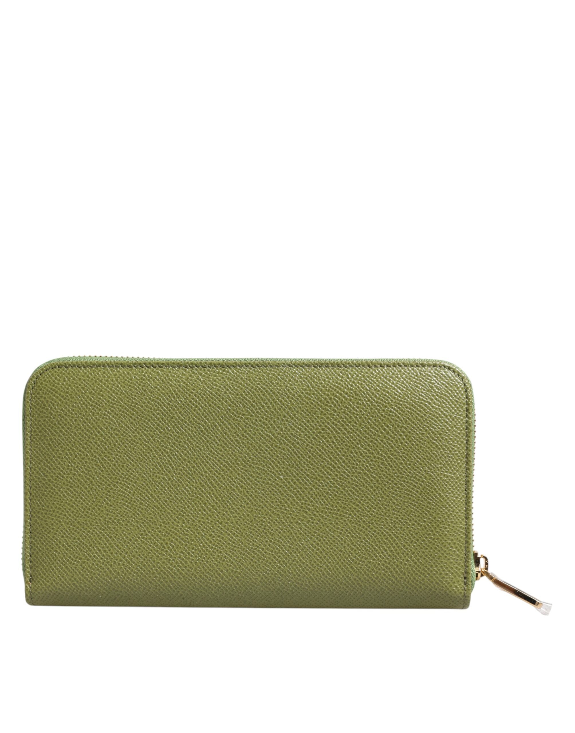 Дамско клъч портмоне от естествена кожа Women’s clutch wallet DOLCE & GABBANA BI0473 B5372 8H530 Olive green back view