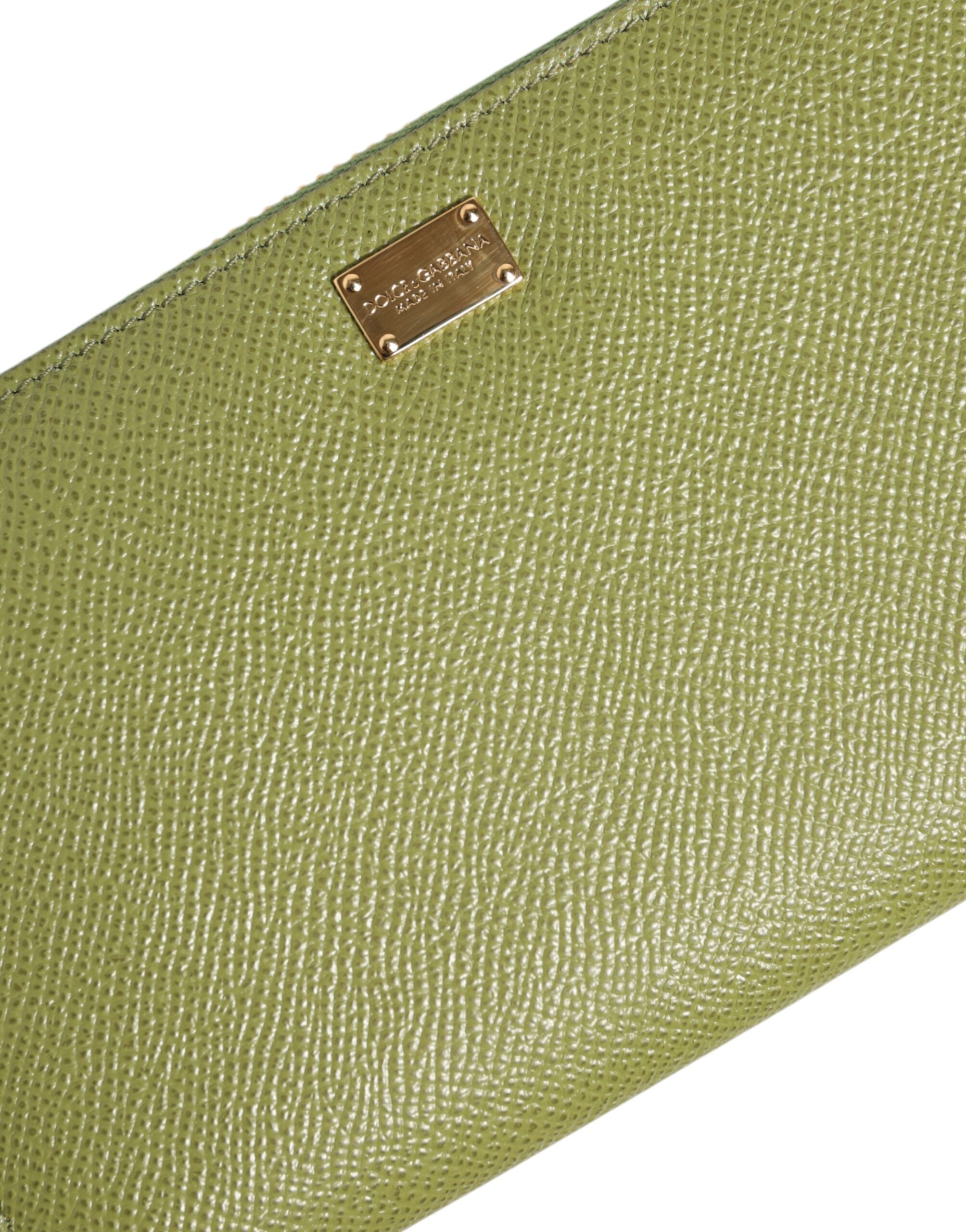Дамско клъч портмоне от естествена кожа Women’s clutch wallet DOLCE & GABBANA BI0473 B5372 8H530 Olive green detail view