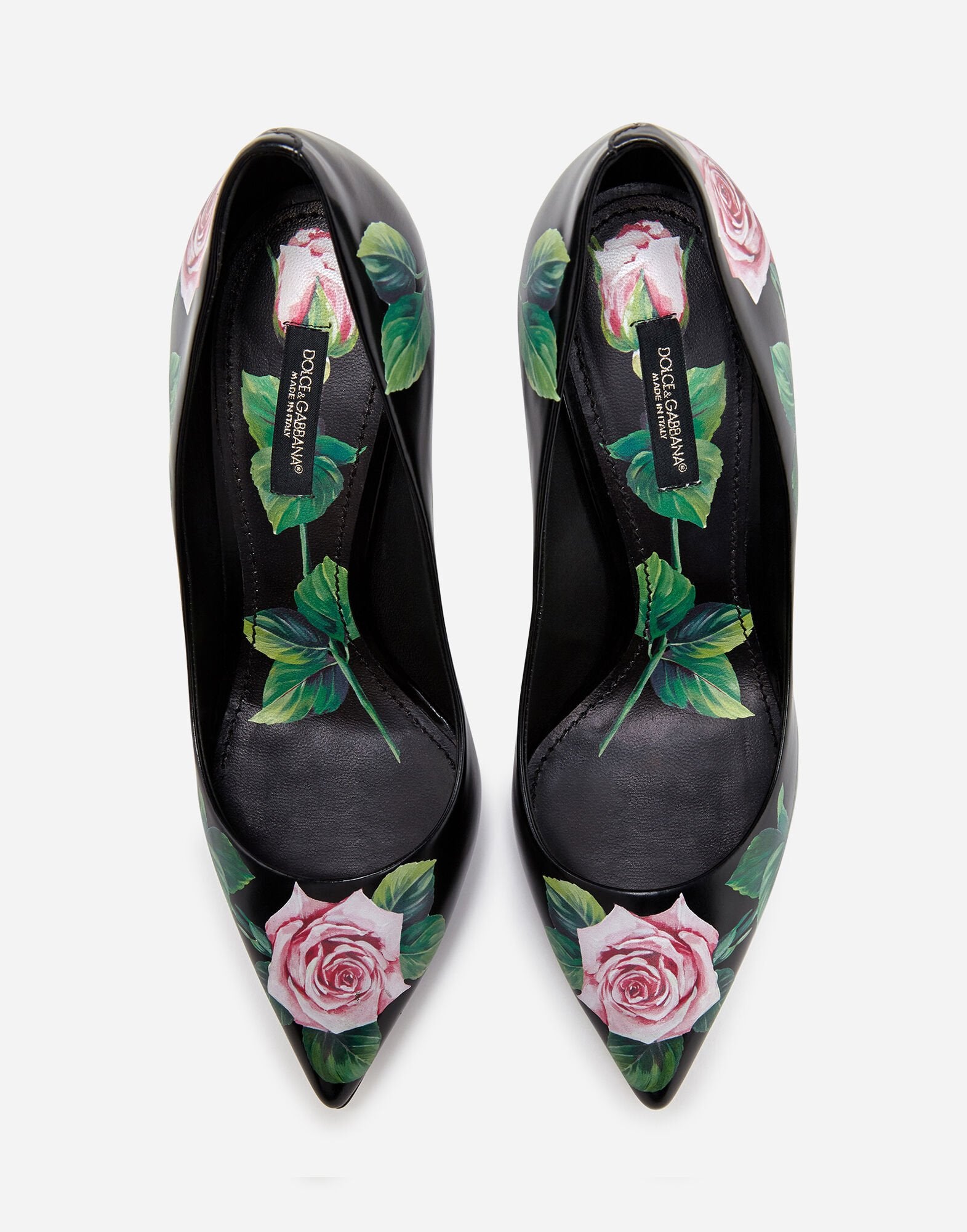 Дамски луксозни обувки на висок ток 90мм в черно с оринт рози DOLCE & GABBANA Women’s Luxury Rose Print Heels