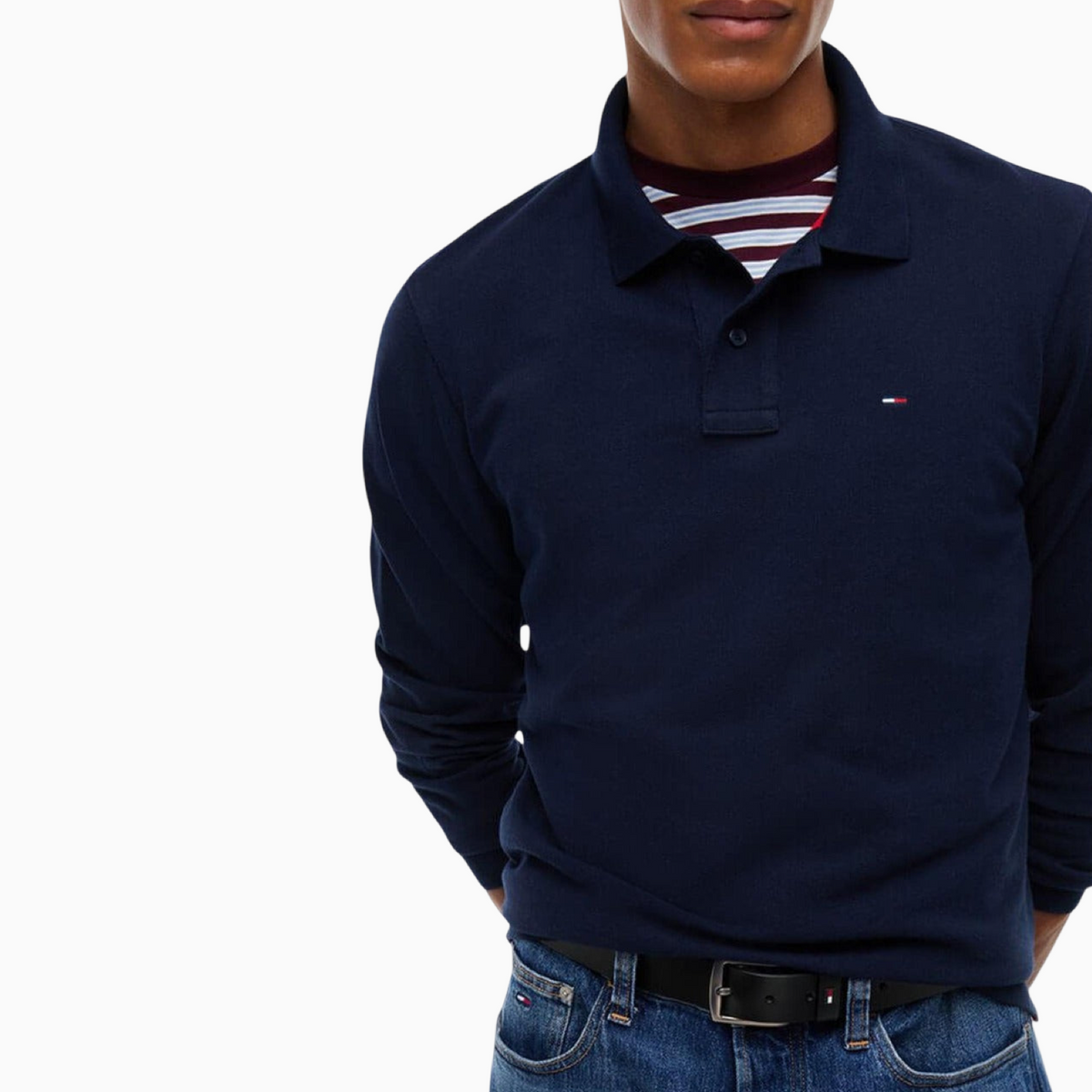 Мъжка поло блуза Tommy Hilfiger Jeans Men Long Sleeve Polo DM0DM023630 C1G Close-Up