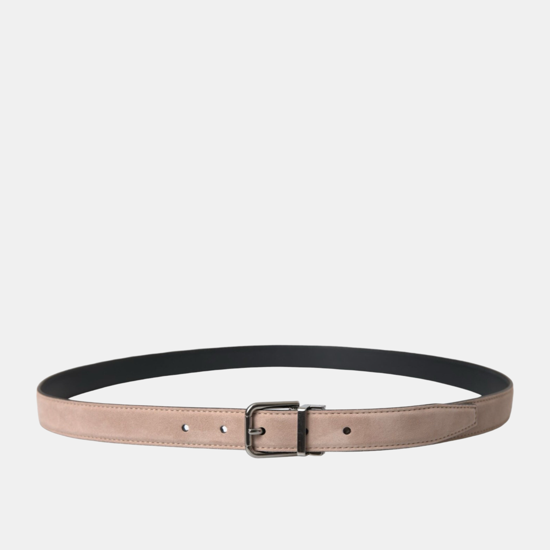 Мъжки велурен колан Men’s luxury suede belt with silver buckle DOLCE & GABBANA BC4337 BV958 89651 Beige