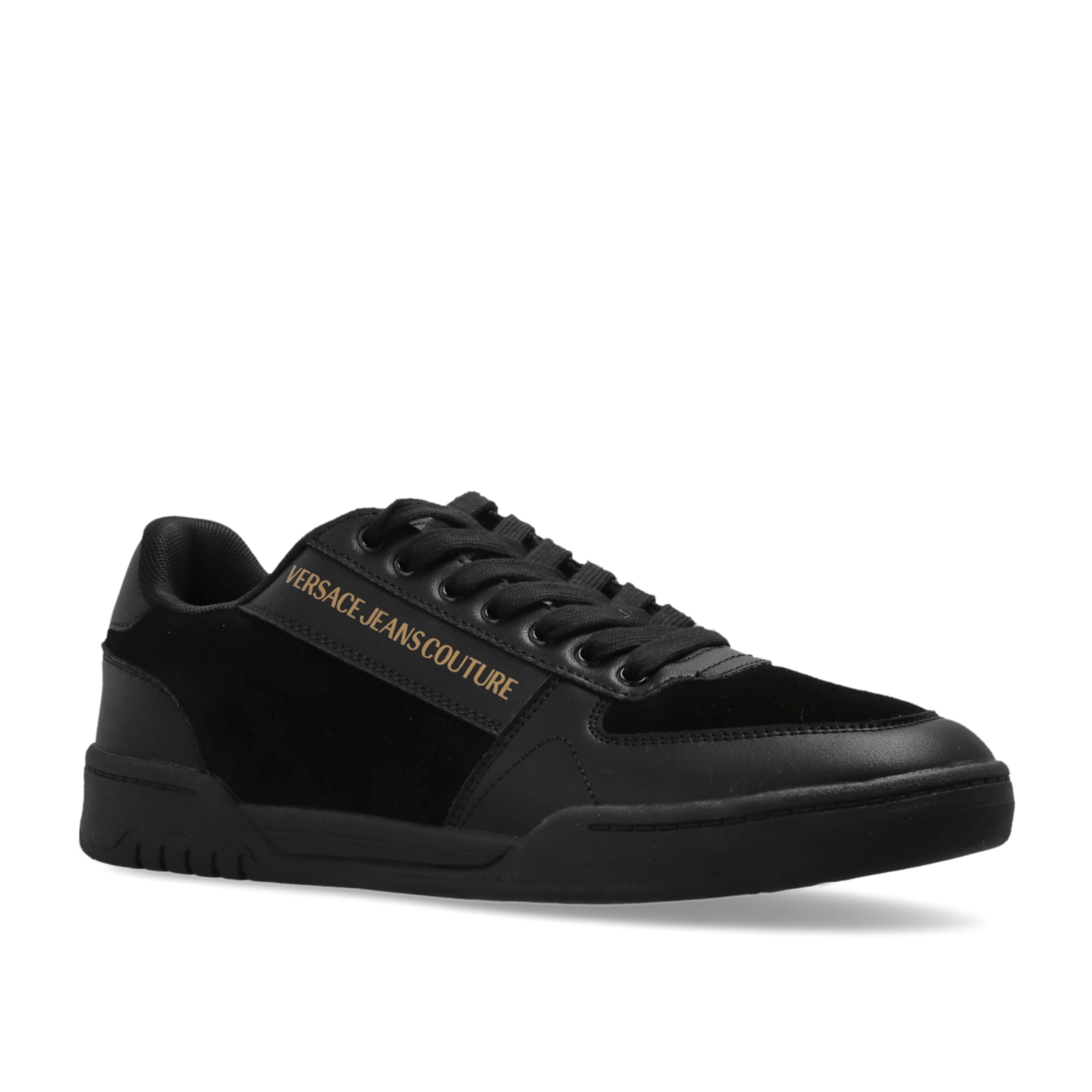 Мъжки кецове Men’s sneakers Versace Jeans Couture 79YA3SD4 ZPB39 899 Black and Gold angled view