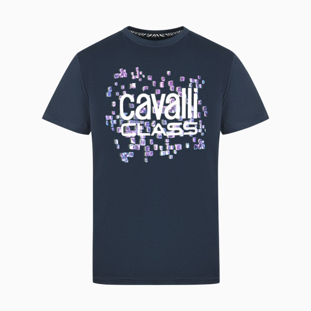 Мъжка тъмно синя тениска Cavalli Class QXT61U-JD060_BLU_04926