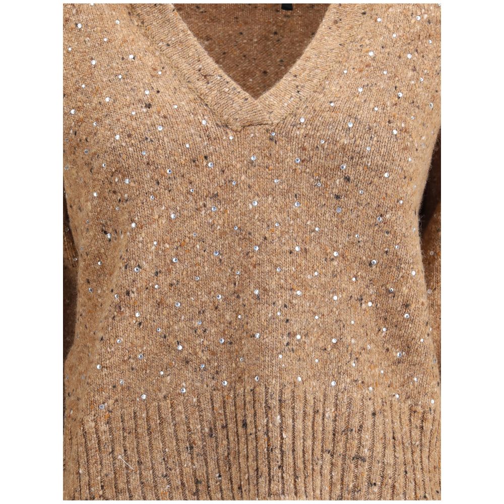 Дамски пуловер с остро деколте Women’s v-neck sweater with rhinestones PINKO
105684A2U4C3Z detail view