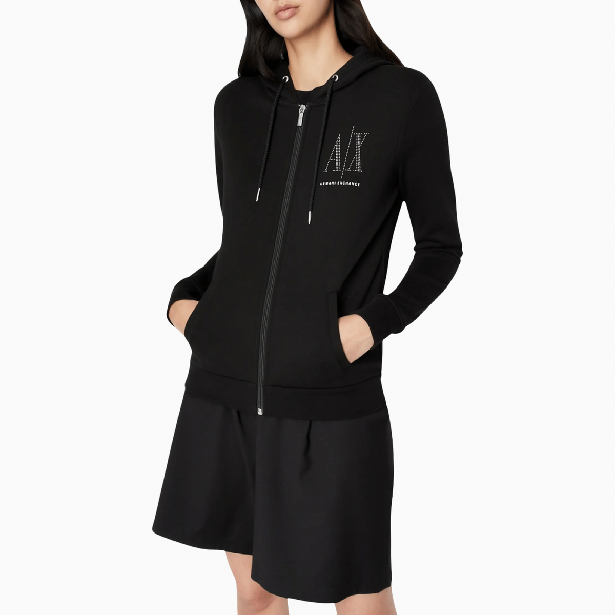 Дамски суичър Women’s sweatshirt Armani Exchange 8NYM21 YJ68Z 1200 Black Front View