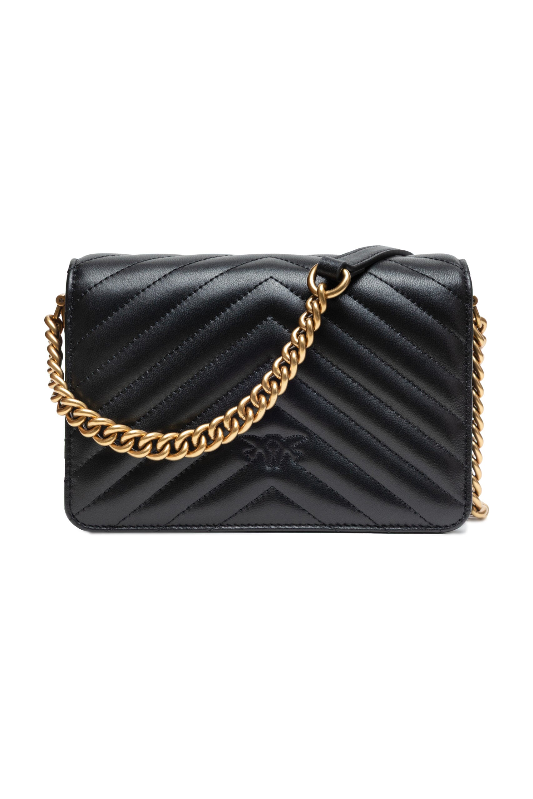 Дамска чанта Women’s shoulder bag PINKO Love One Mini Chevron 100067 A0GK Z99Q Black back view