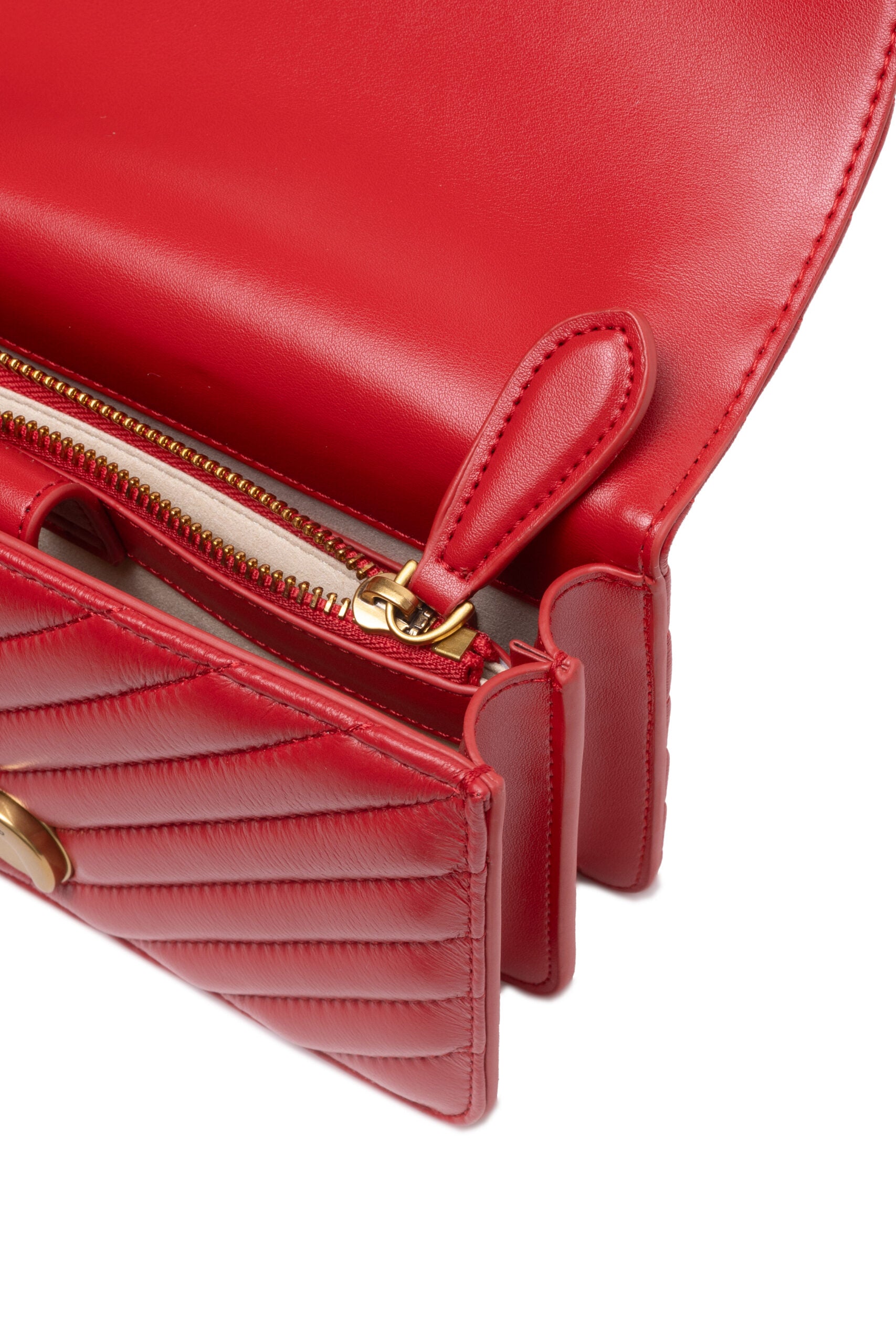 Women’s shoulder bag PINKO Love One Mini Chevron 100074 A0GK R30Q Red inside view