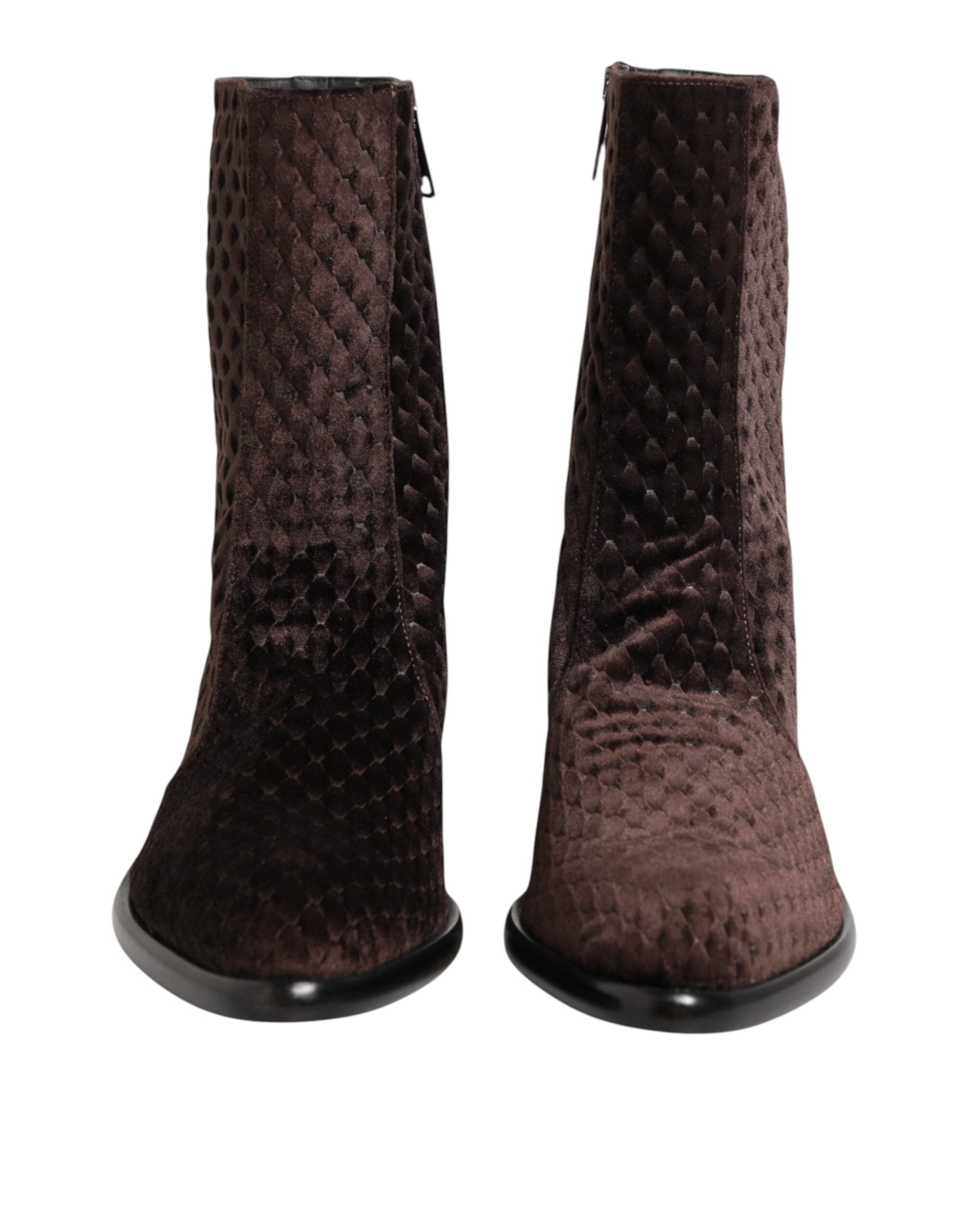 Мъжки ботуши от кадифе Men’s velvet boots DOLCE & GABBANA A60459 AY964 80058 Dark Brown front view