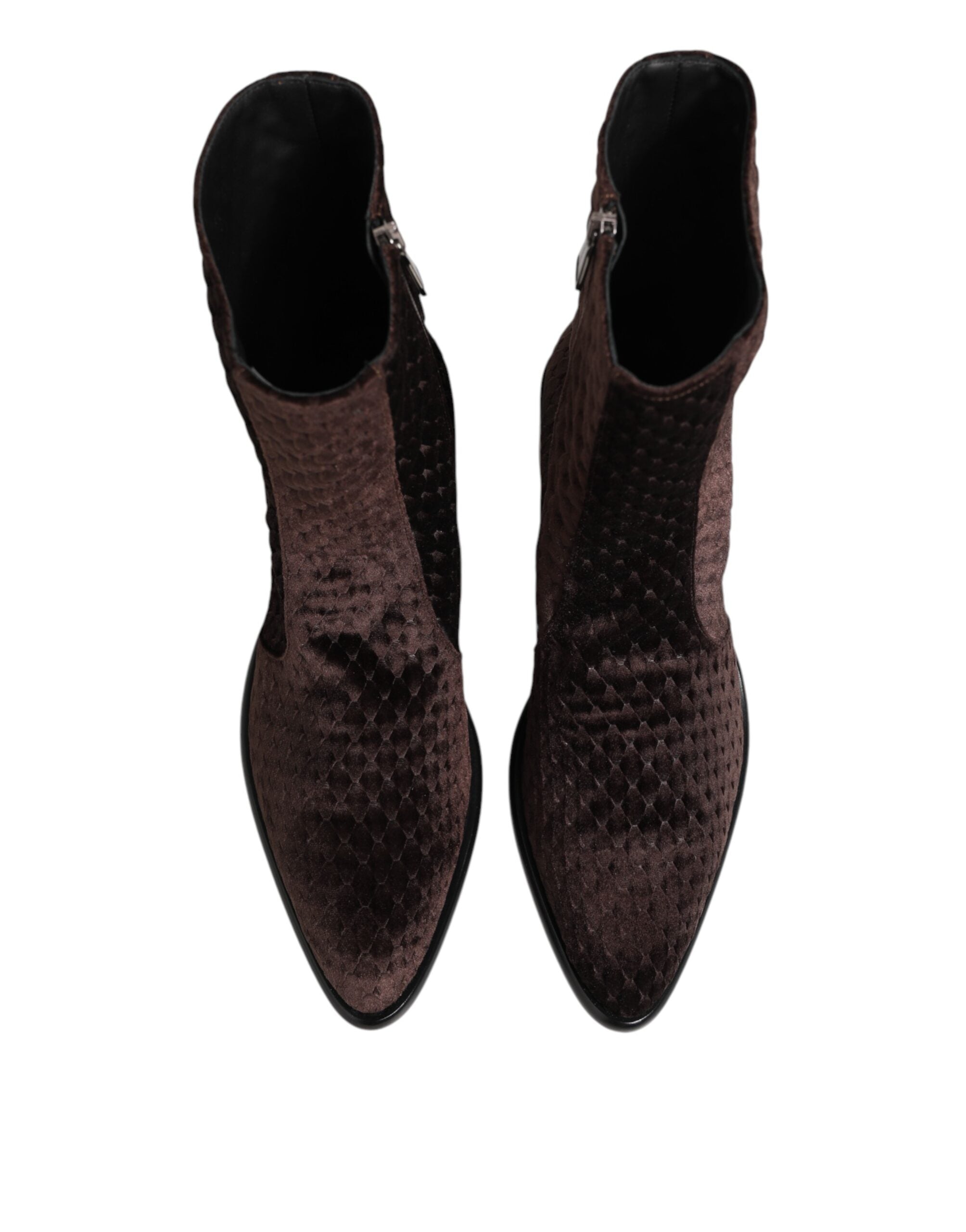 Мъжки ботуши от кадифе Men’s velvet boots DOLCE & GABBANA A60459 AY964 80058 Dark Brown top view