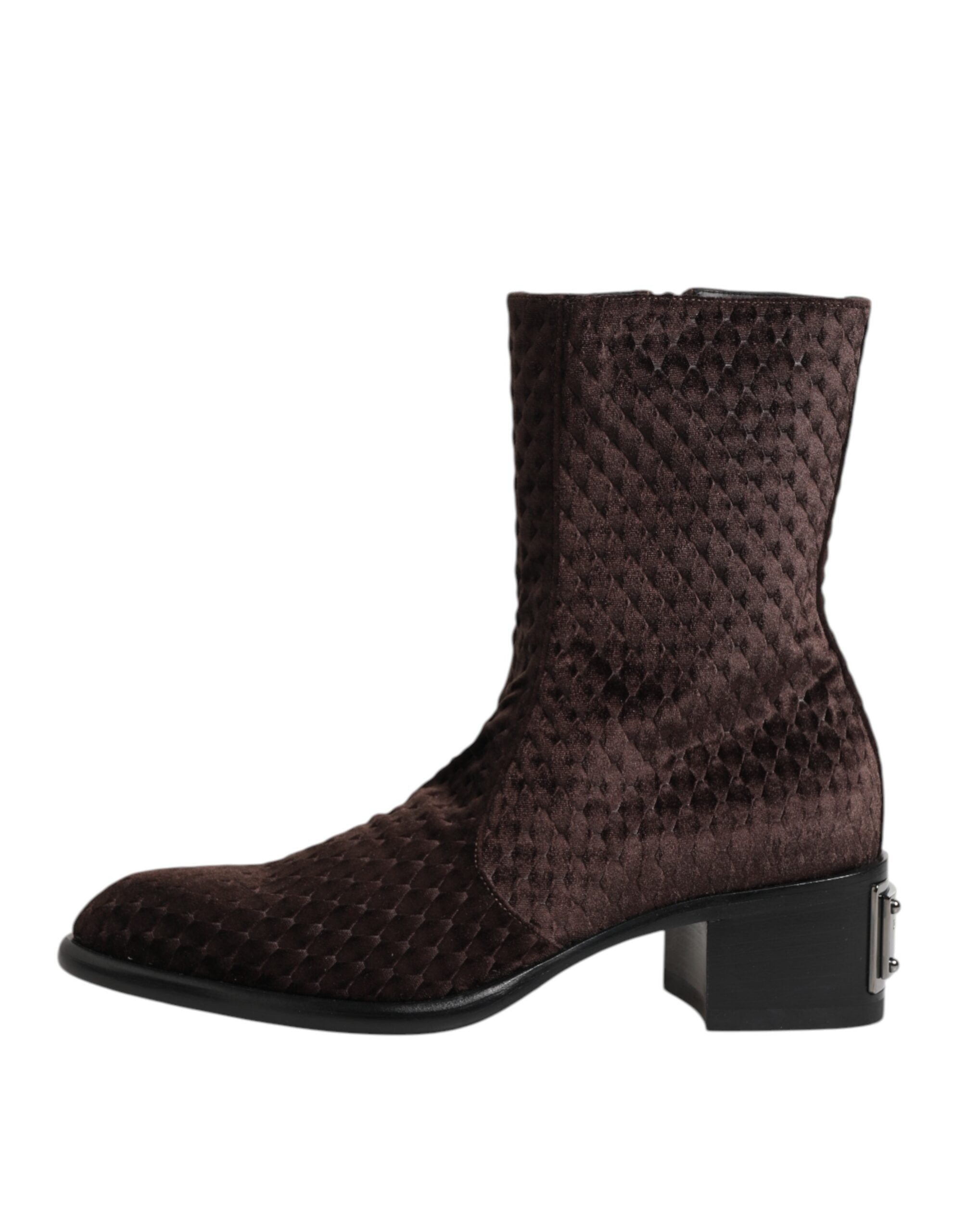 Мъжки ботуши от кадифе Men’s velvet boots DOLCE & GABBANA A60459 AY964 80058 Dark Brown lateral view
