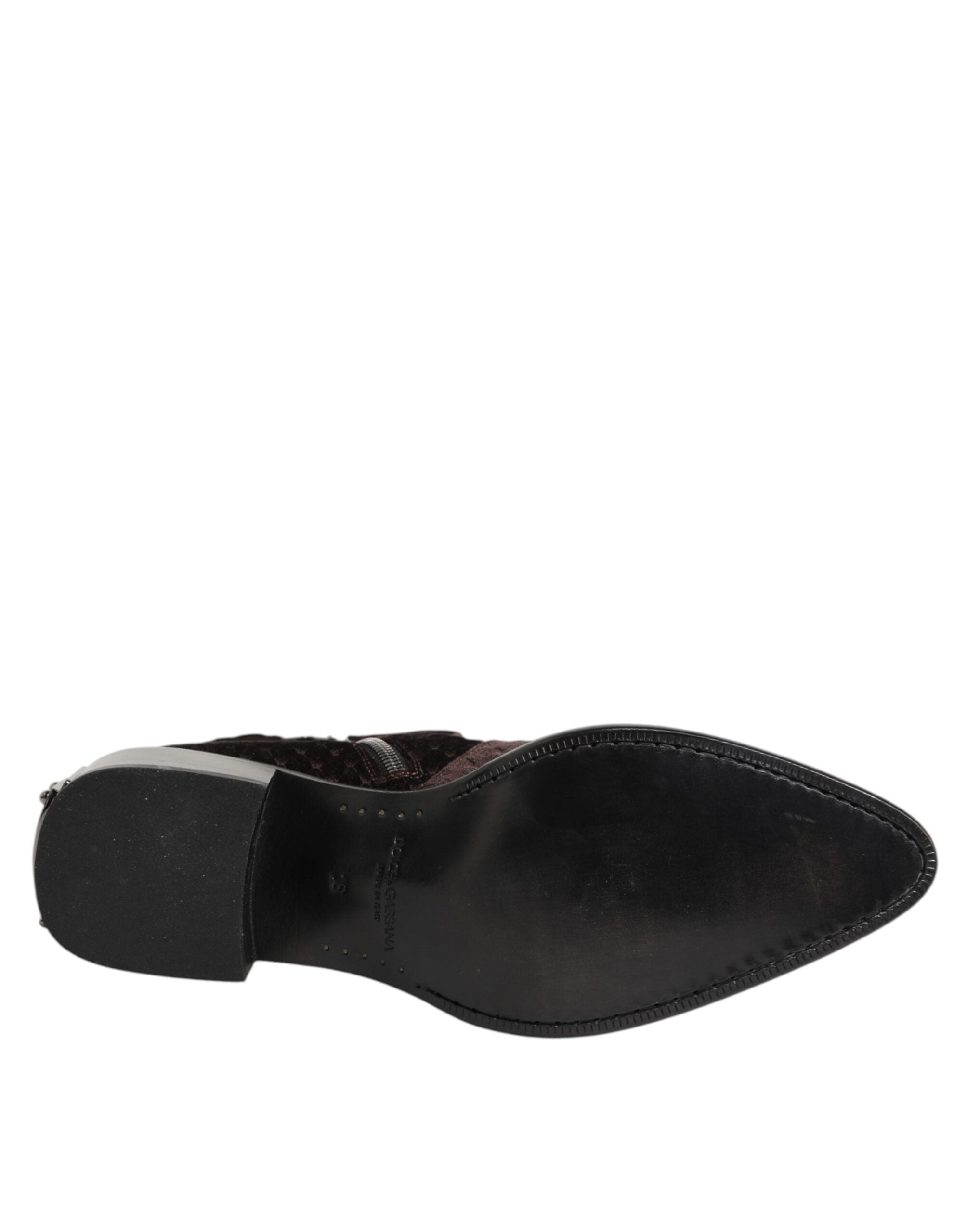 Мъжки ботуши от кадифе Men’s velvet boots DOLCE & GABBANA A60459 AY964 80058 Dark Brown outsole view