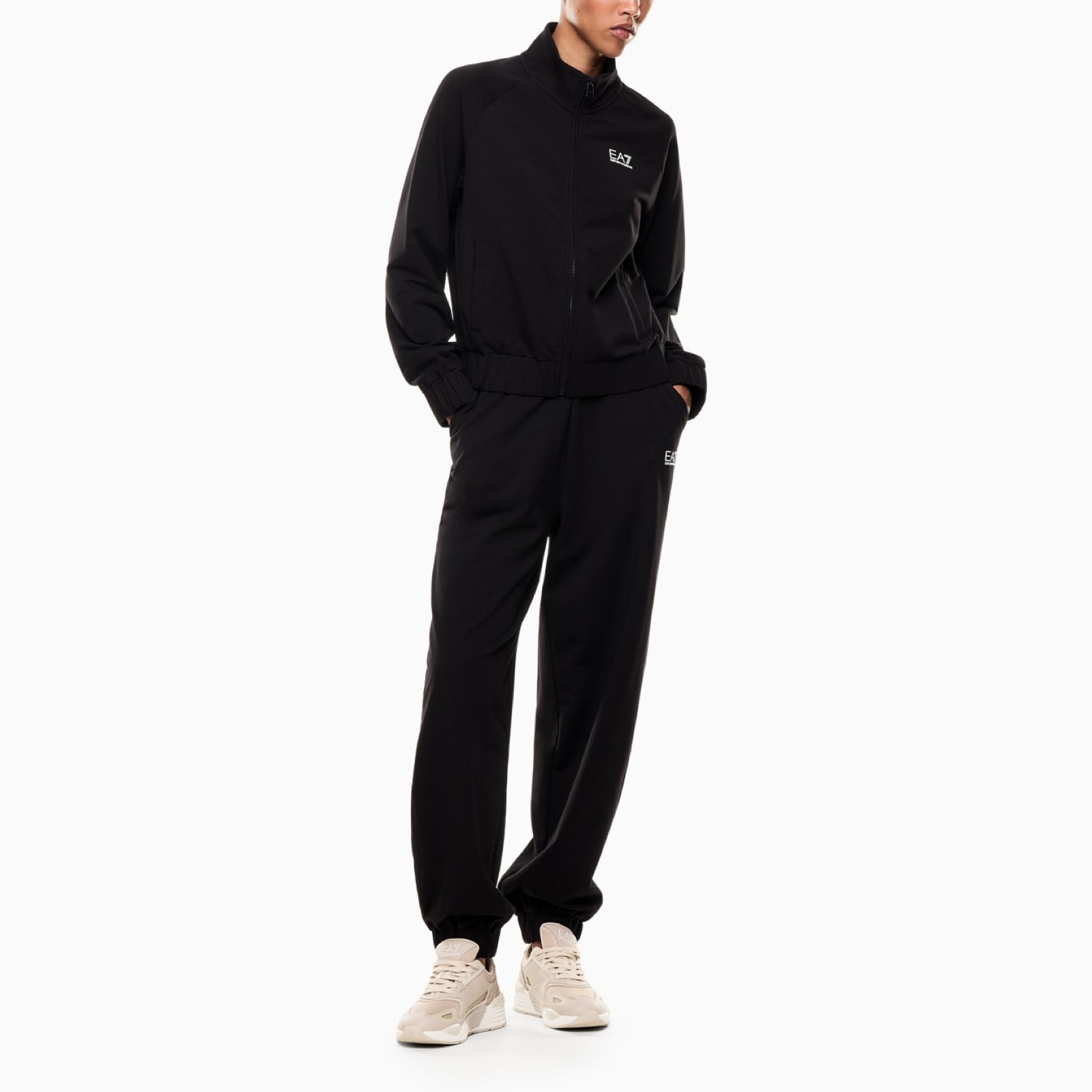 Дамски черен екип Ea7 Emporio Armani Women Tracksuit 7W000118 AF13135 Front View