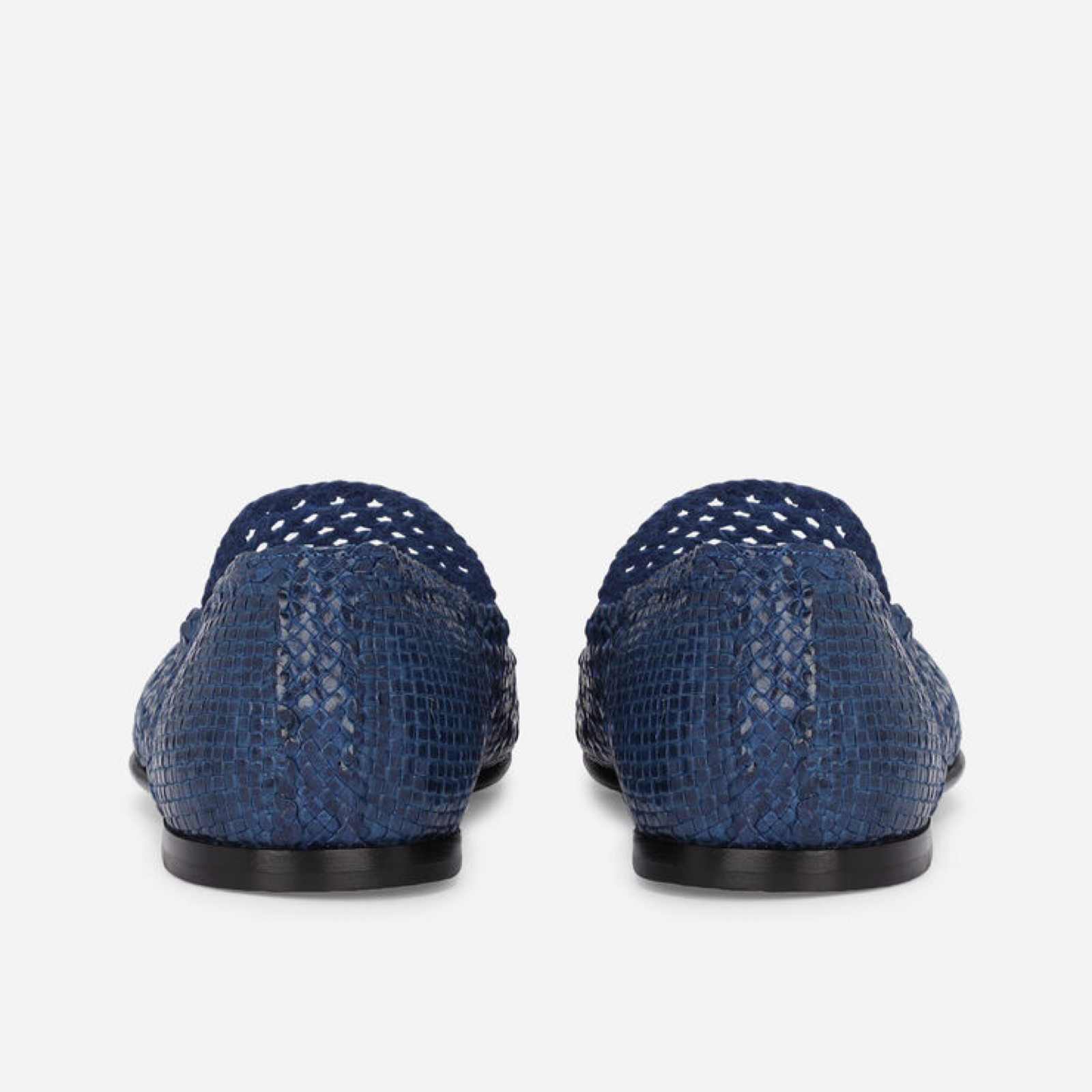 Мъжки мокасини Dolce & Gabbana Blue Woven Leather Men Loafers Heel View