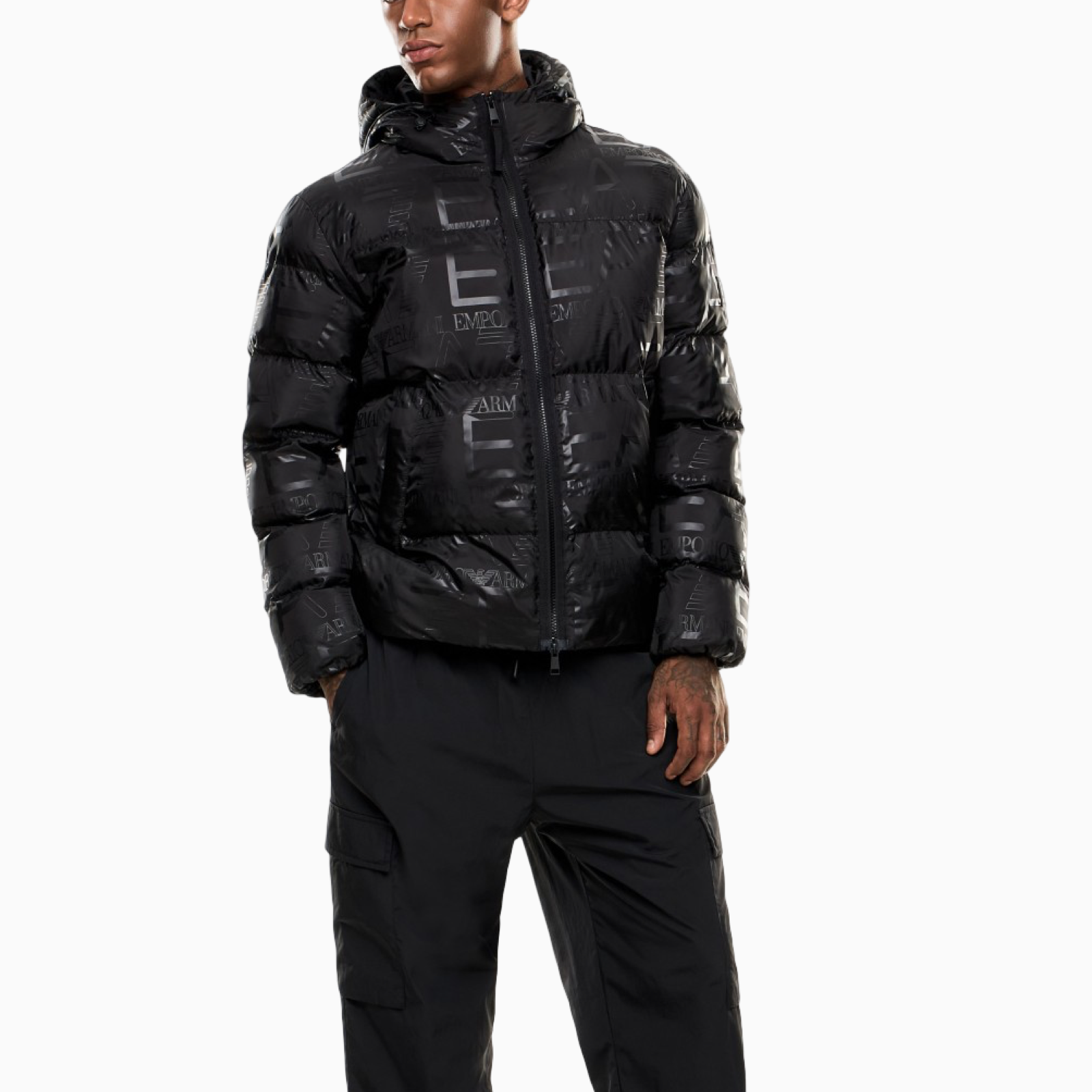 Мъжко черно зимно яке EA7 Emporio Armani Men Jacket 7M000697 AF15969 Side View