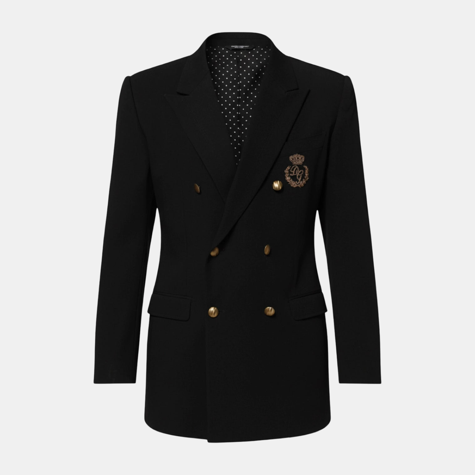 Dolce & Gabbana Logo Embroidered Double-Breasted Wool Men Blazer Front View