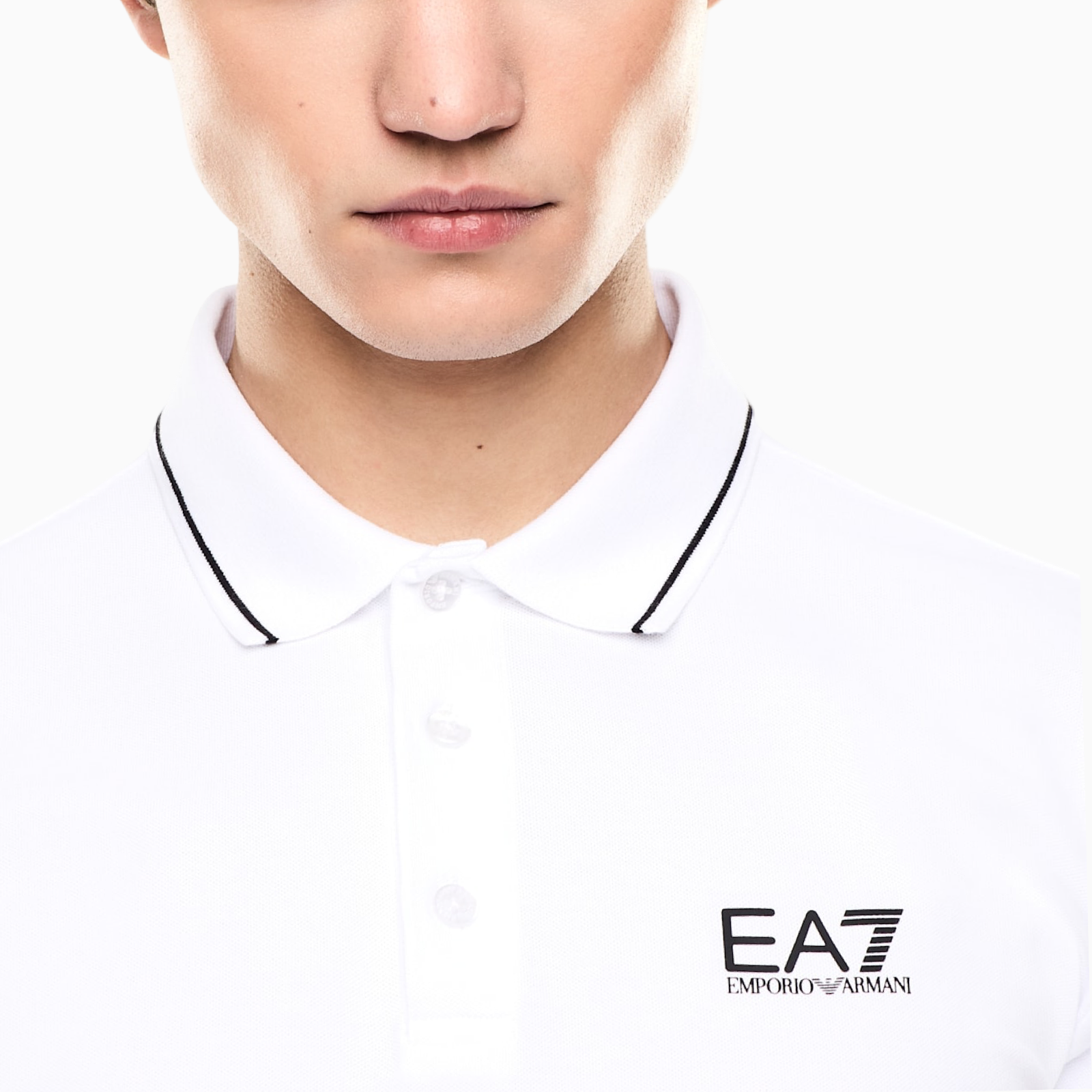 Мъжка бяла поло тениска EA7 Emporio Armani Men Polo 8NPF16 PJVUZ 1100 Close-Up