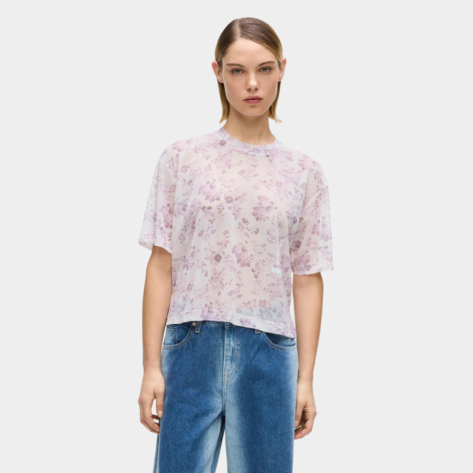 Дамска тениска Karl Lagerfeld Floral Mesh Women T-shirt B2W17089 2MZ Front View