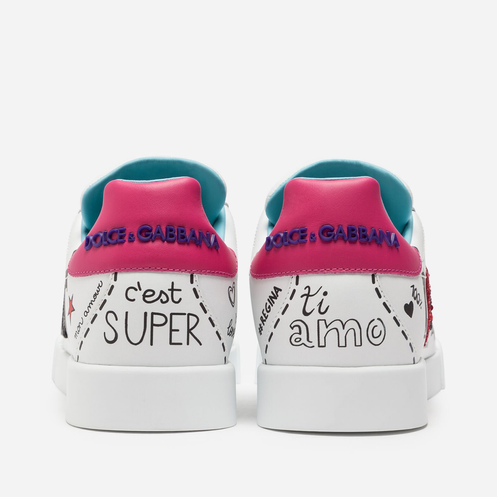 Dolce & Gabbana Portofino Graffiti Women Sneakers Heel View