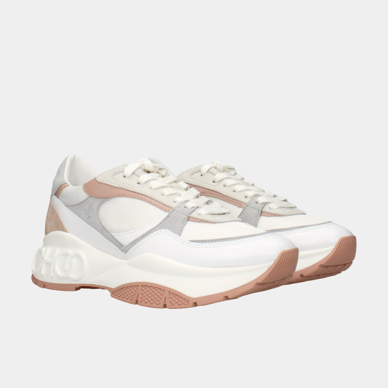 Jimmy Choo Landon Women Sneakers LANDONFONSSWHITEPOWDERPINKGREY Lateral View