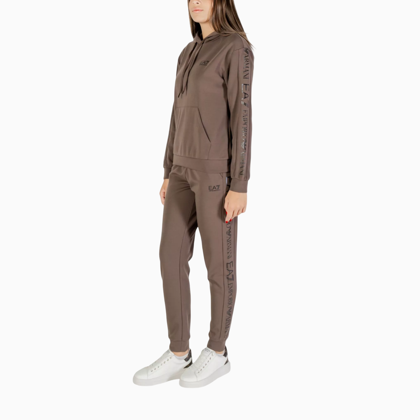 Дамски кафяв екип EA7 Emporio Armani Women Tracksuit 7W000789 AF18880 Side View