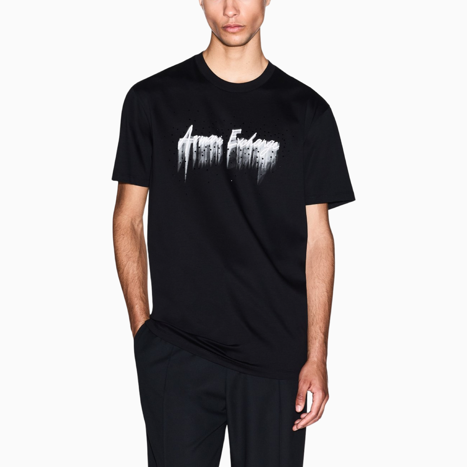 Мъжка черна тениска Armani Exchange Men T-shirt XM001462 AF10364 Front View